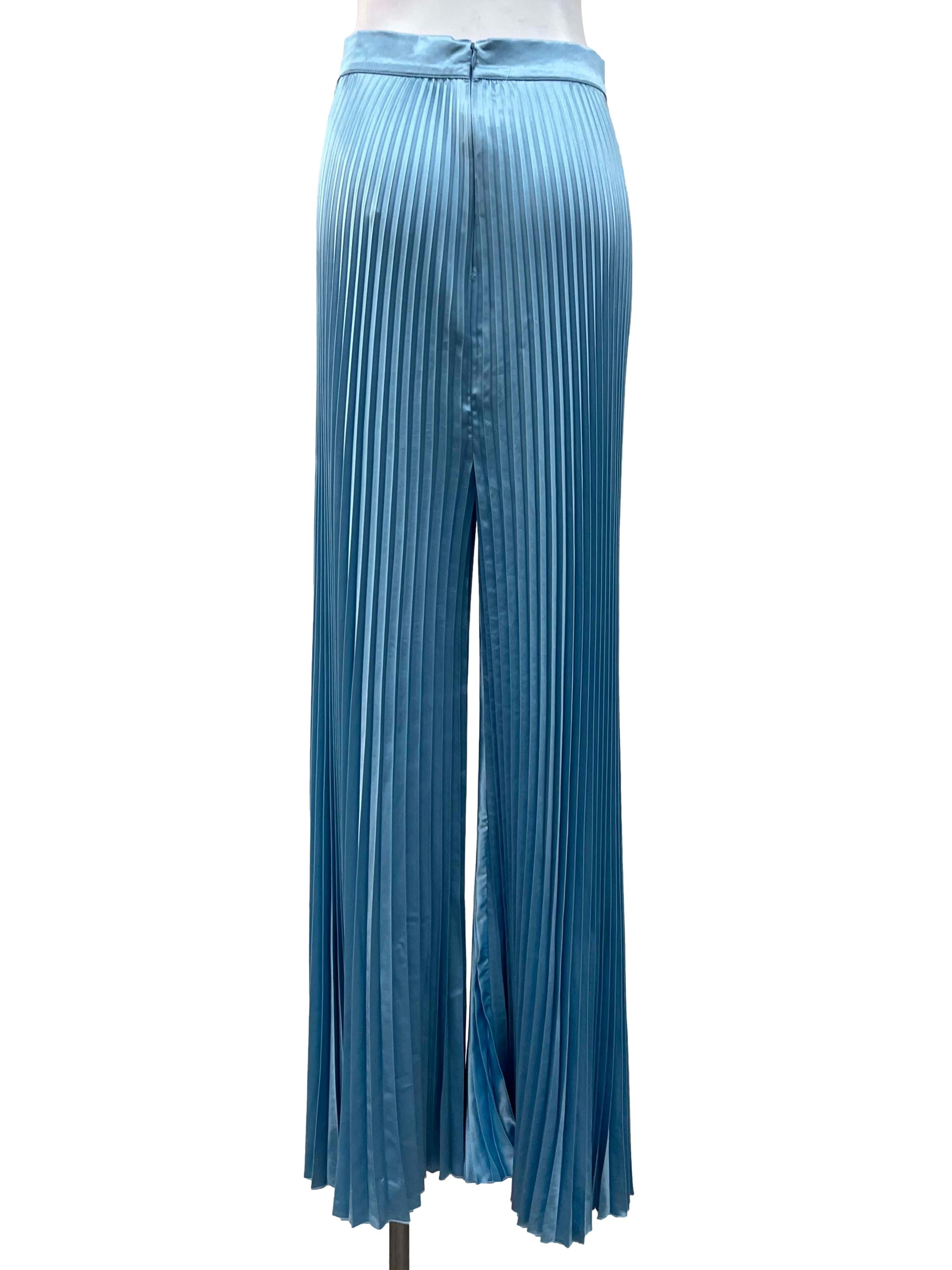 Shiny Blue Pleated Pants