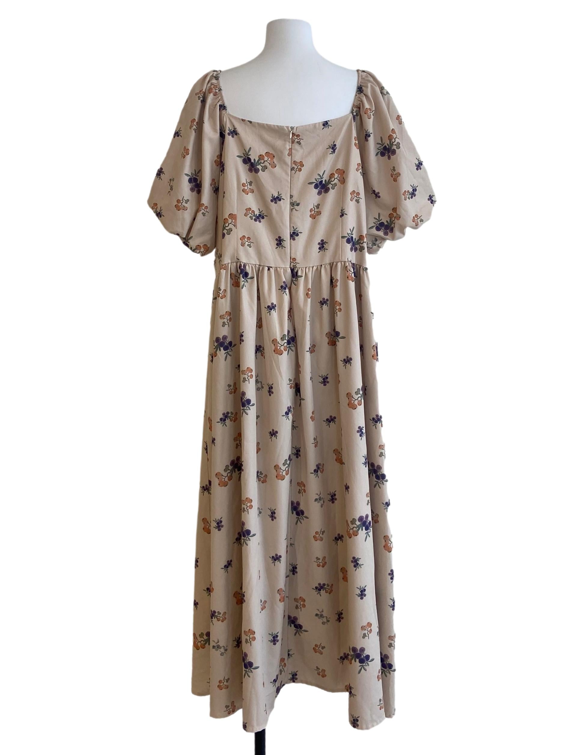 Parchment Beige V-Neck Empire Dress