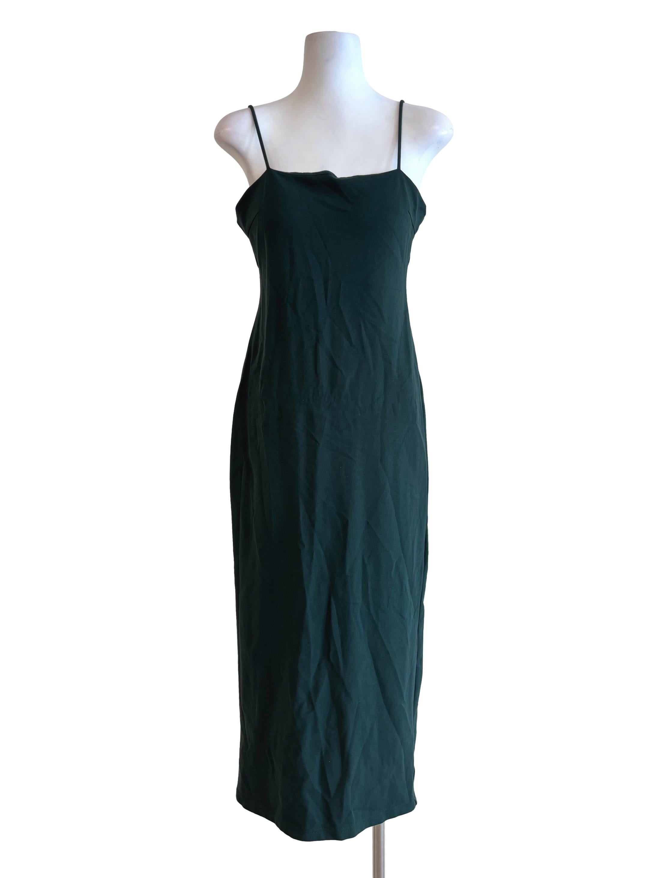 Pine Green Spaghetti Strap Sheath Dress