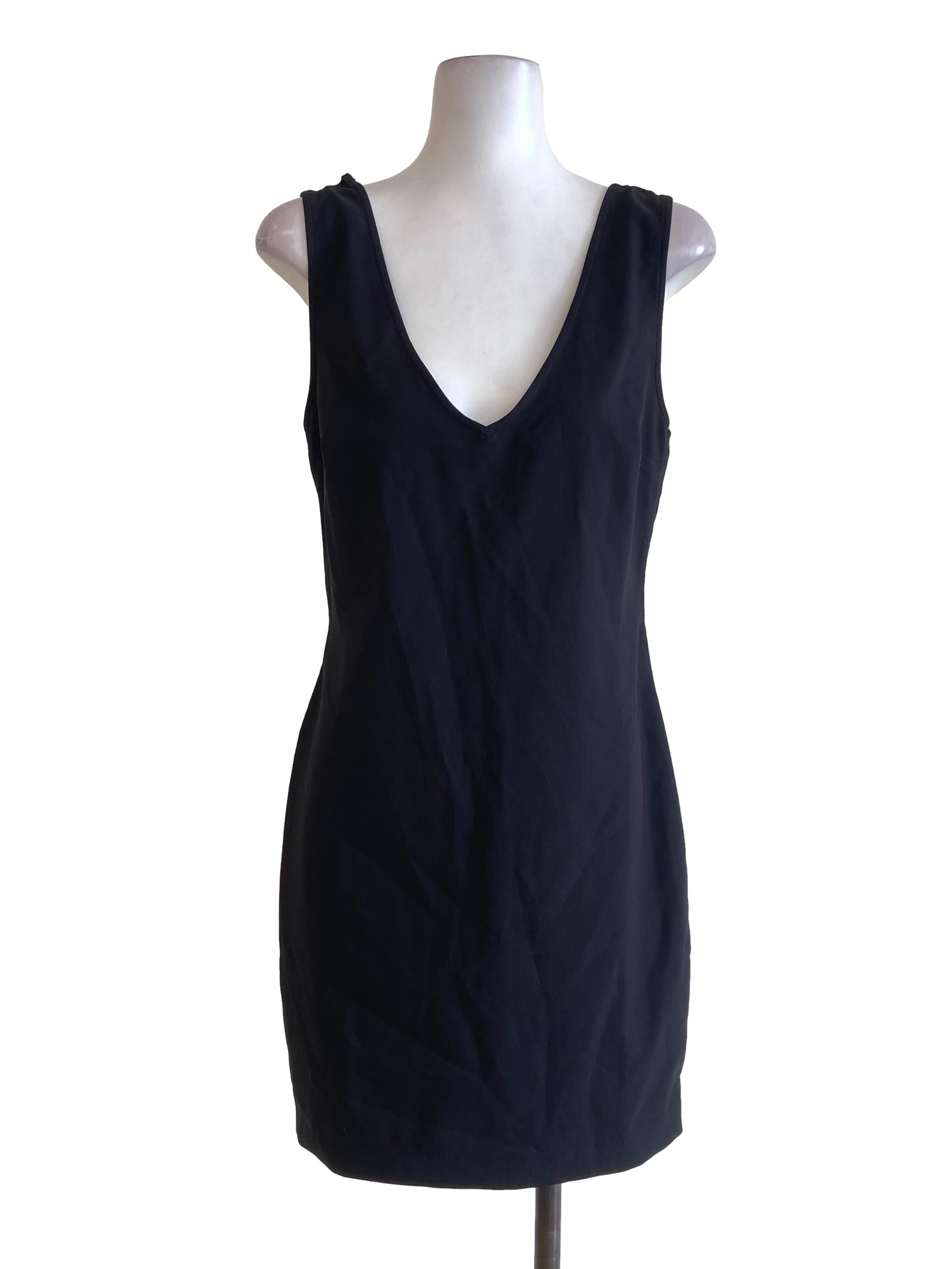 Black V Neck Sleeveless Sheath Dress