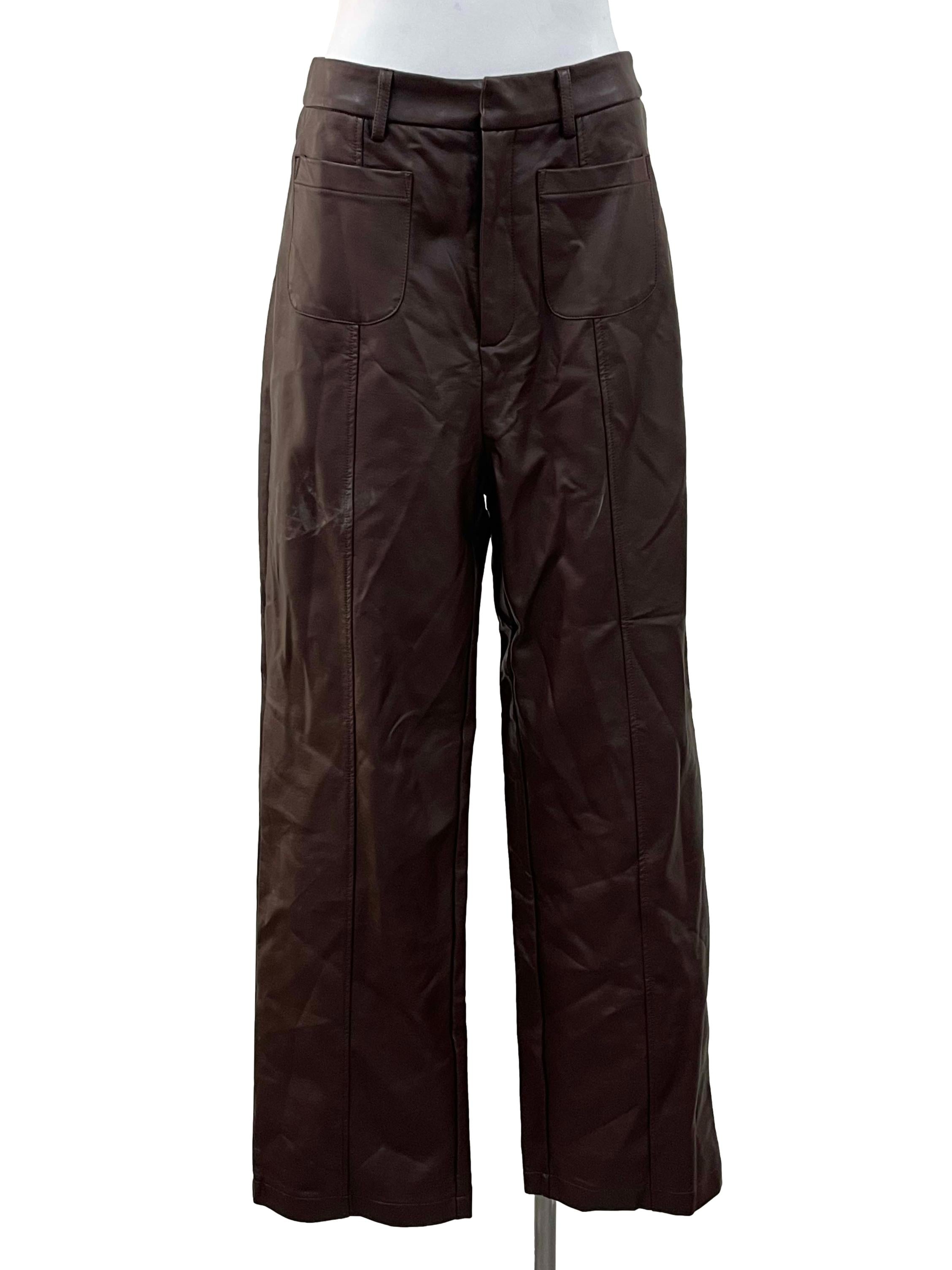 Dark Brown Faux Leather Pants