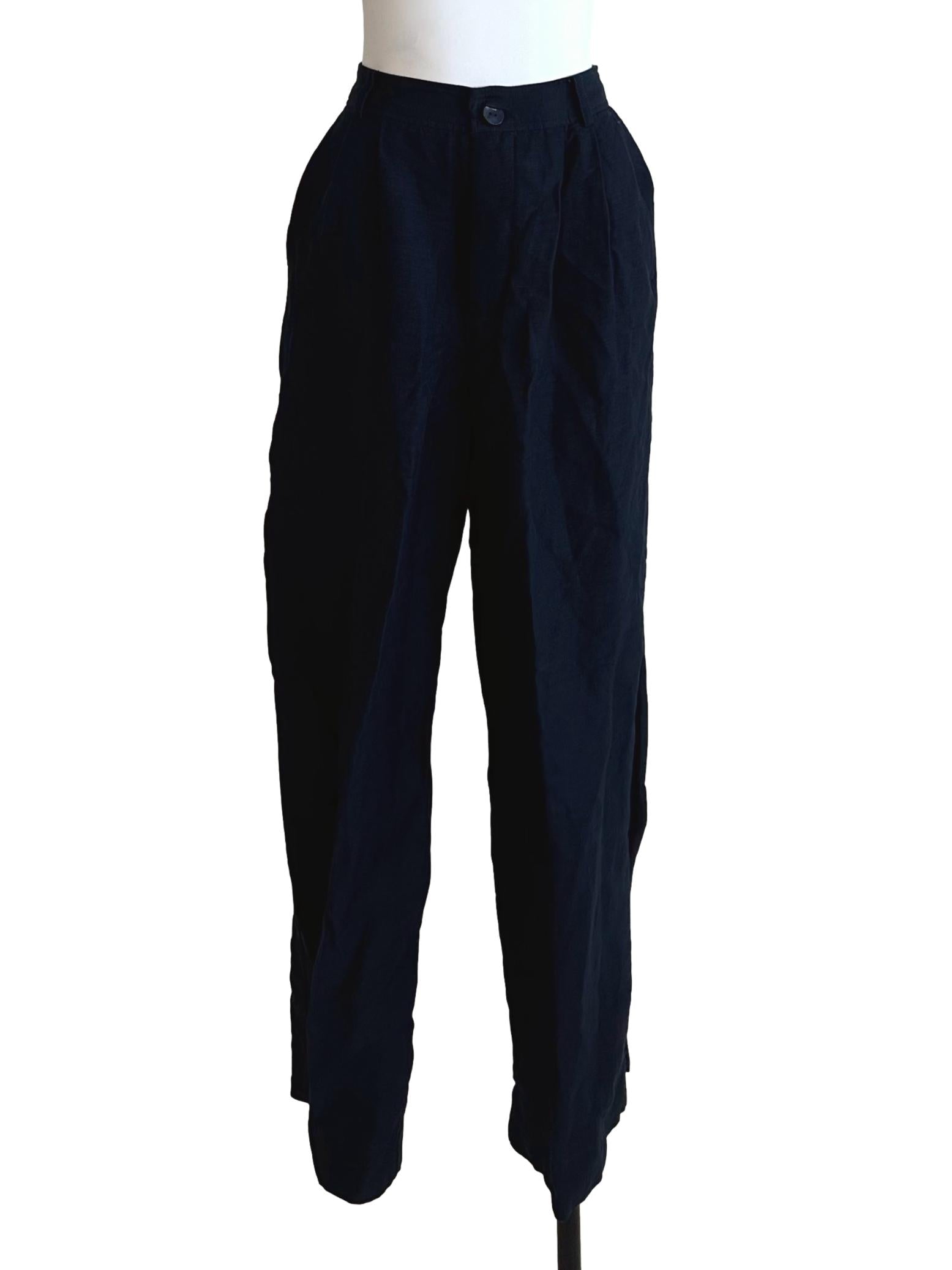 Midnight Blue Straight Linen Pants LB