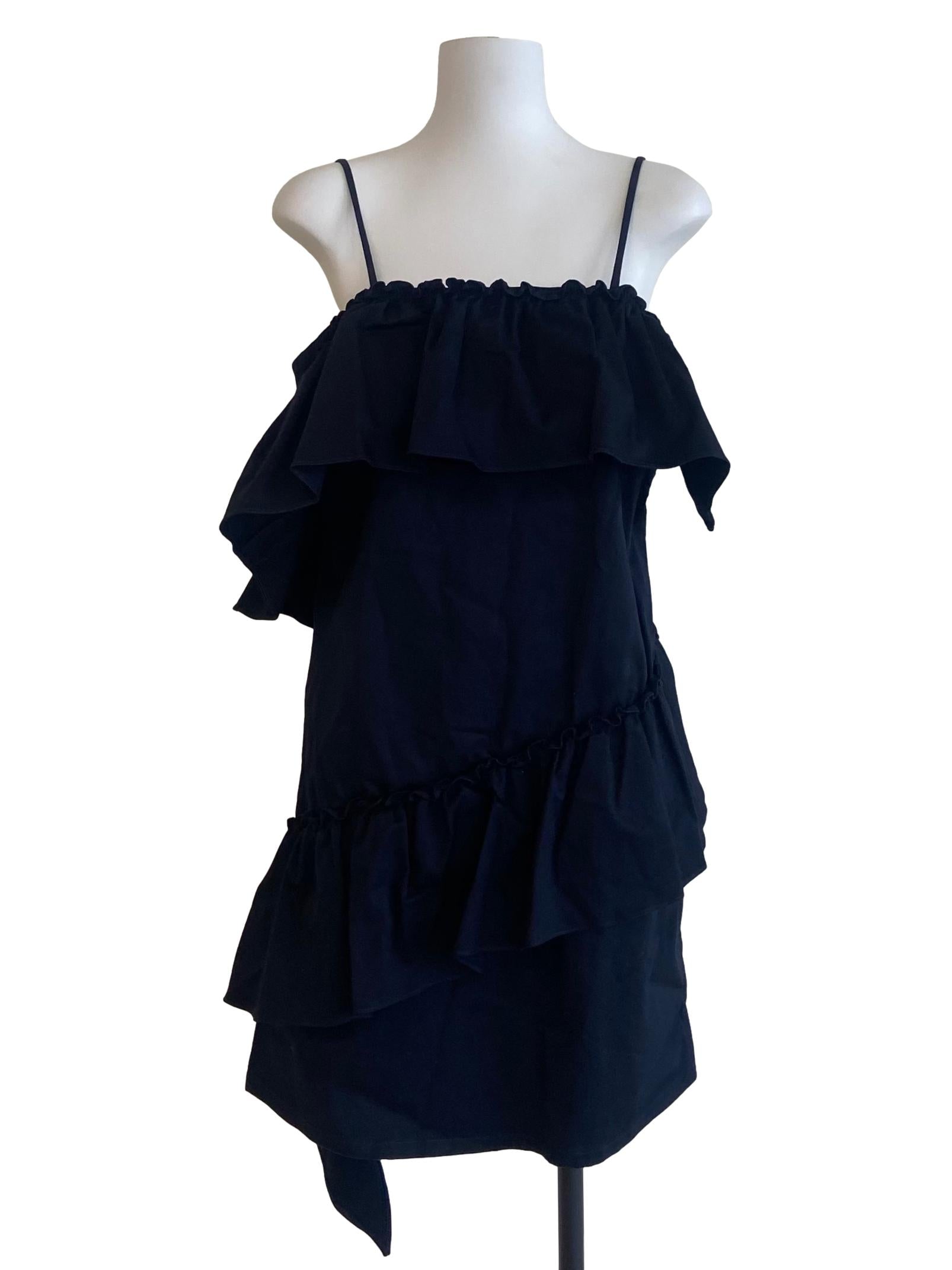 Denim Blue Ruffled Asymmetric Dress