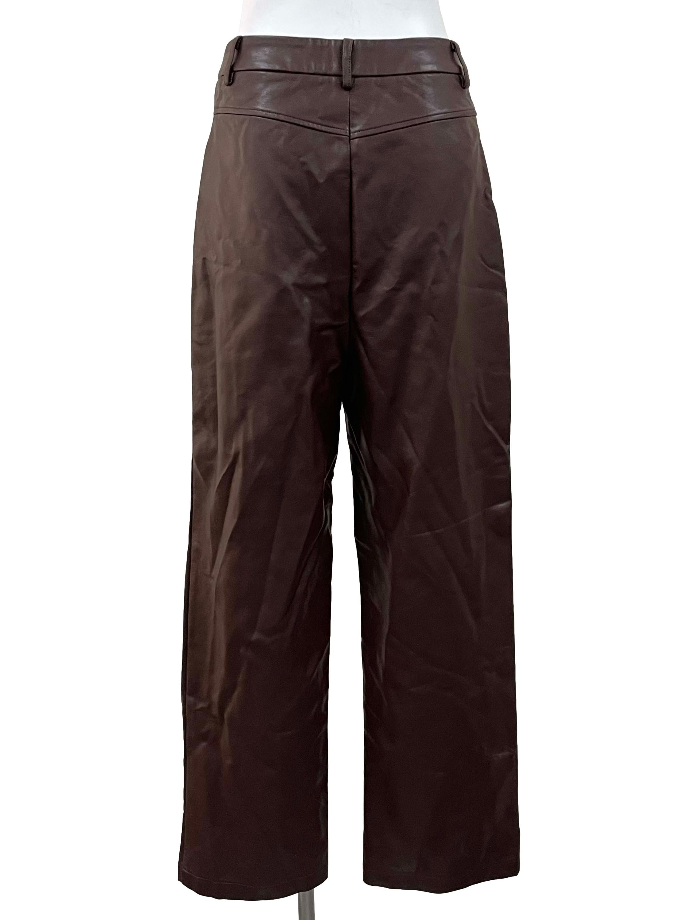 Dark Brown Faux Leather Pants