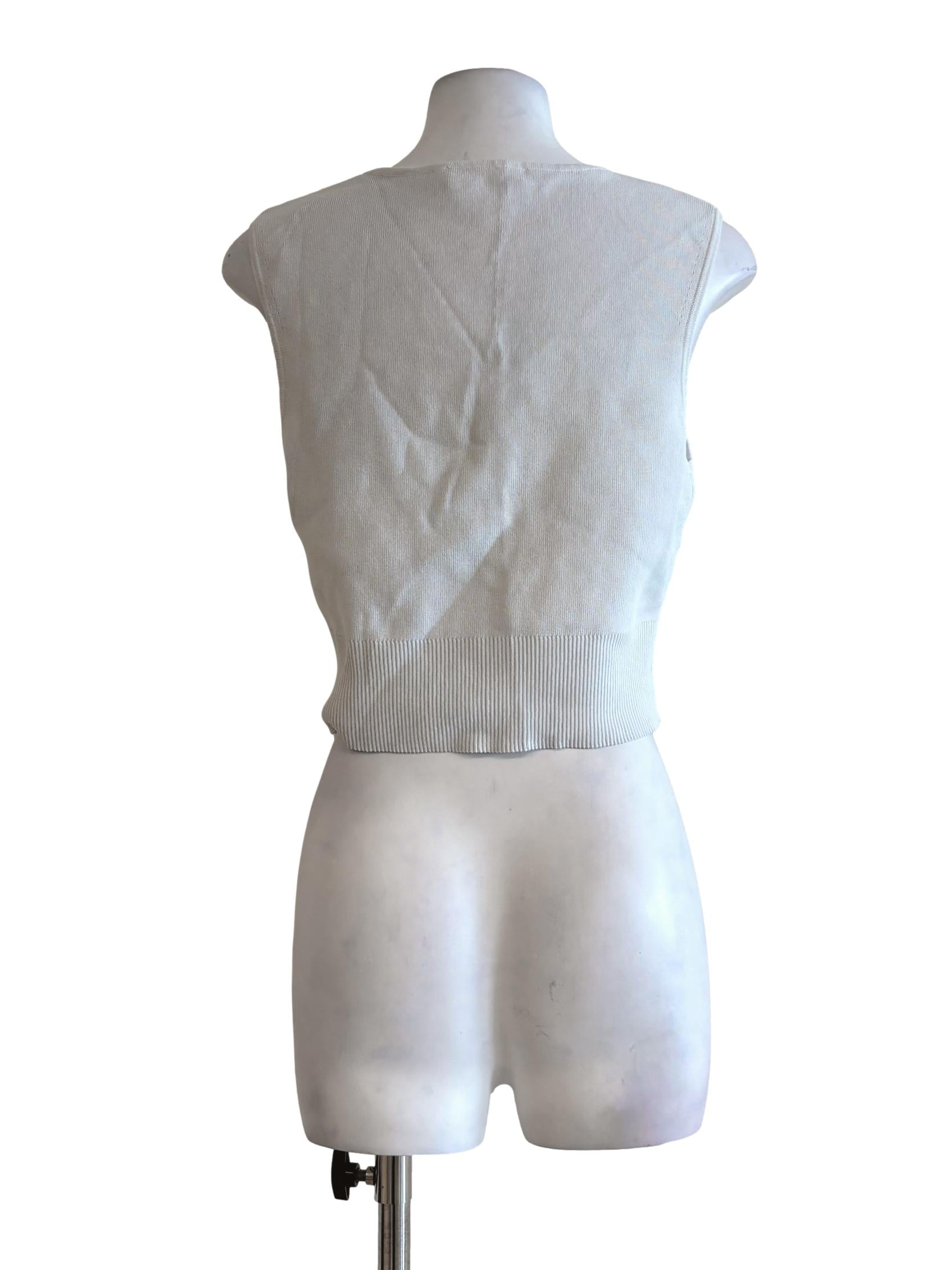 Powder White V-Neck Knit Top LB