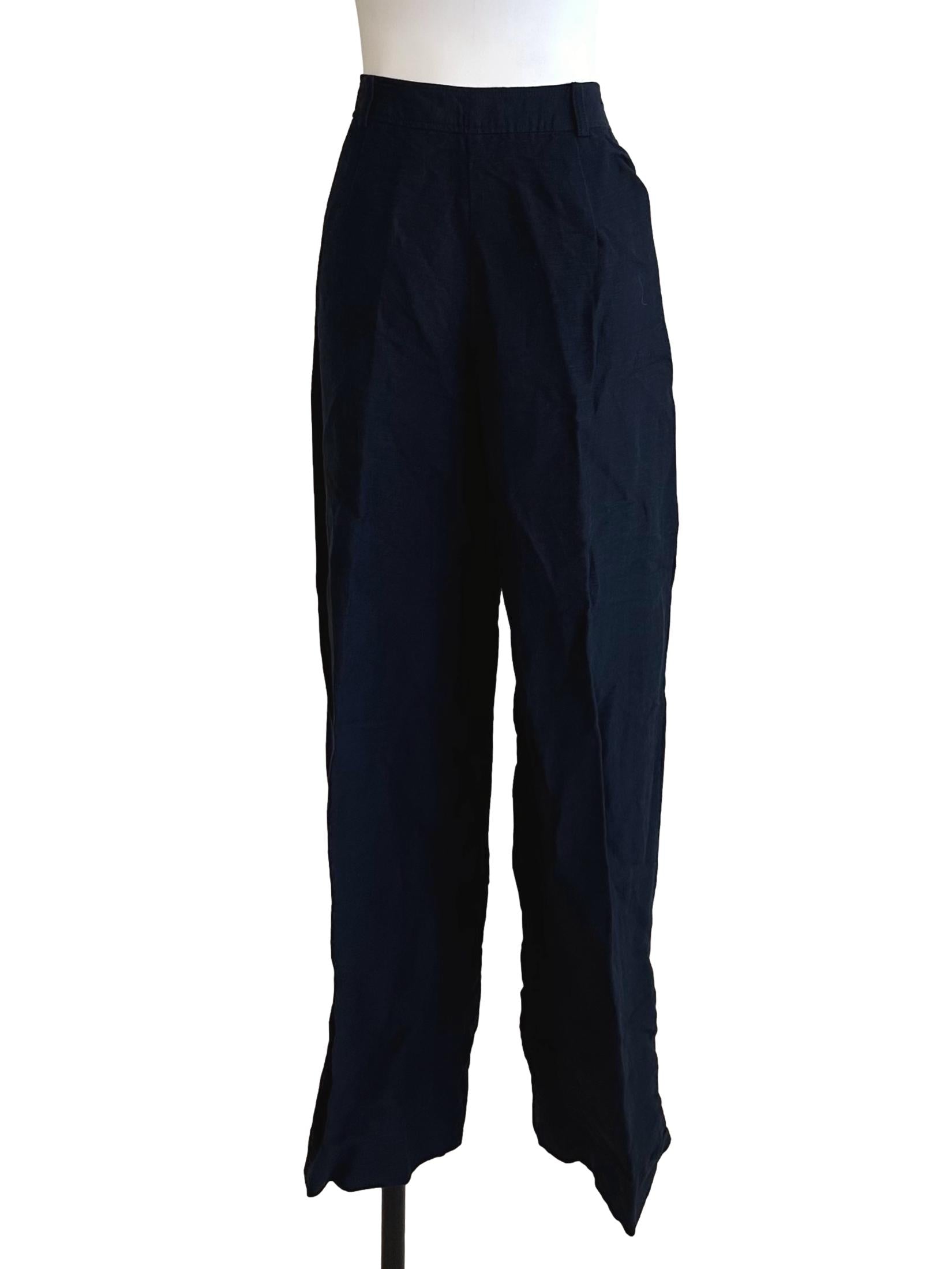 Midnight Blue Straight Linen Pants LB