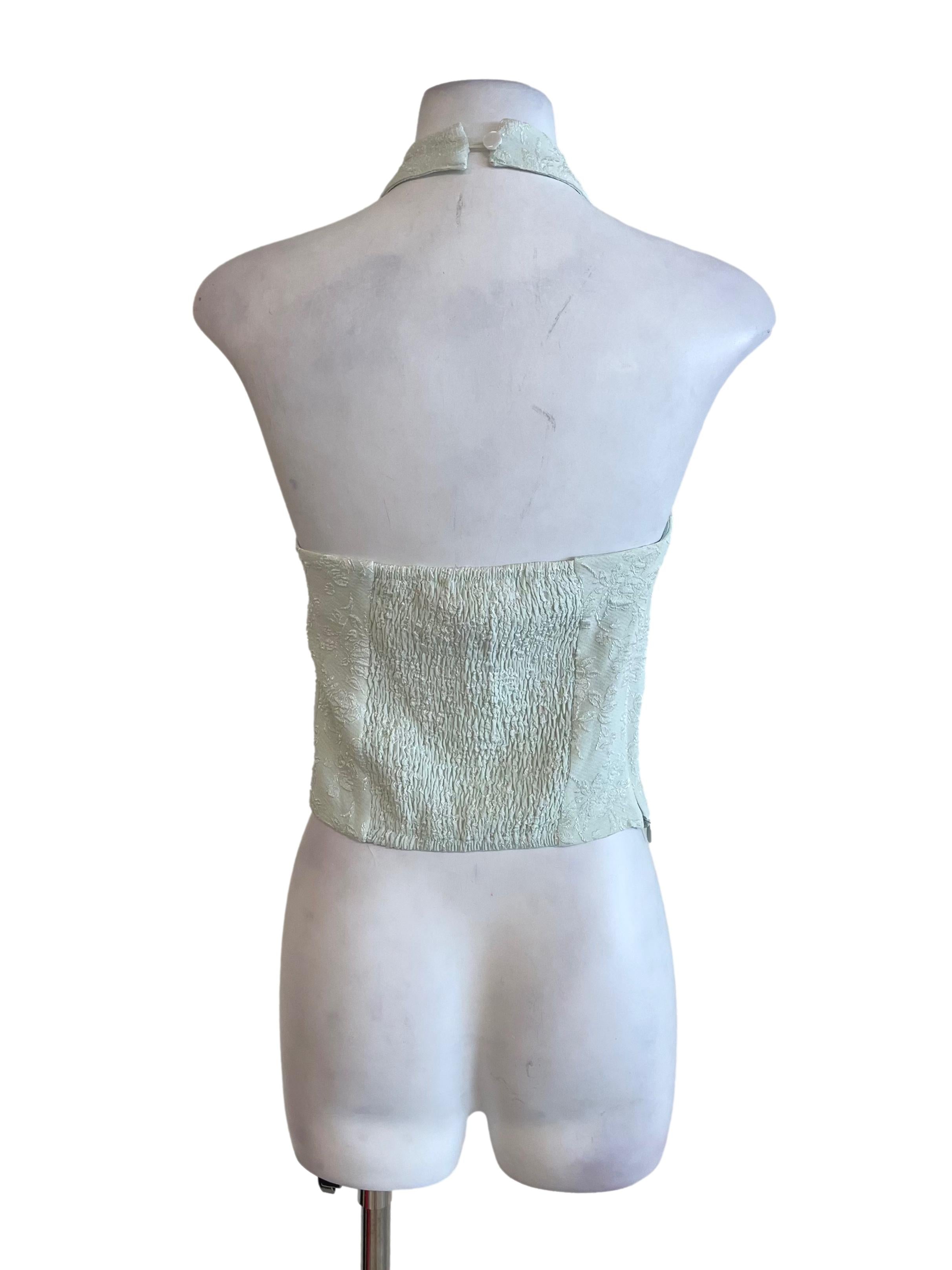 Pastel Green Halter Neck Cheongsam Top