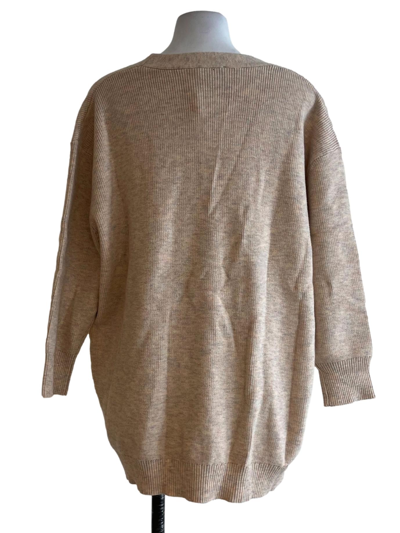 Cream Beige V-Neckline Cardigan