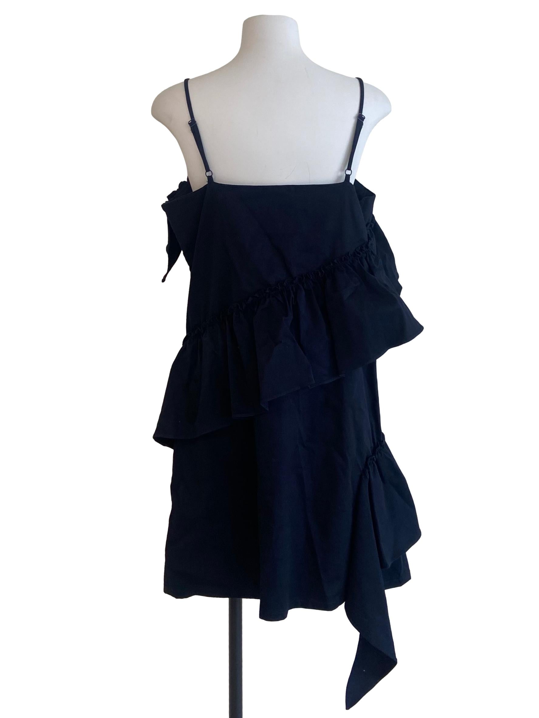 Denim Blue Ruffled Asymmetric Dress