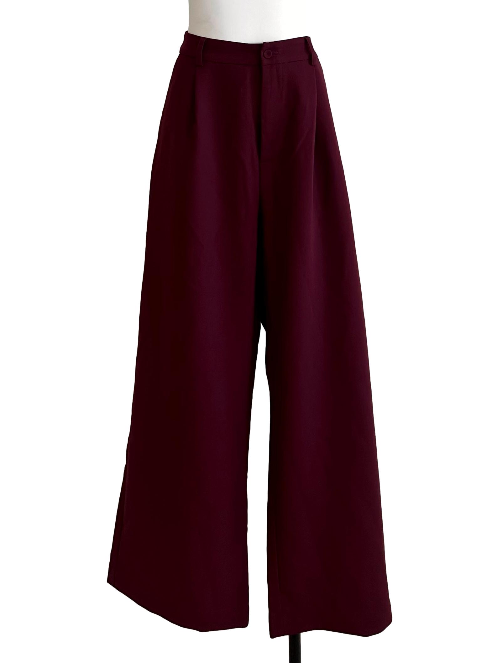 Burgundy Red Wide Leg Pants TCL