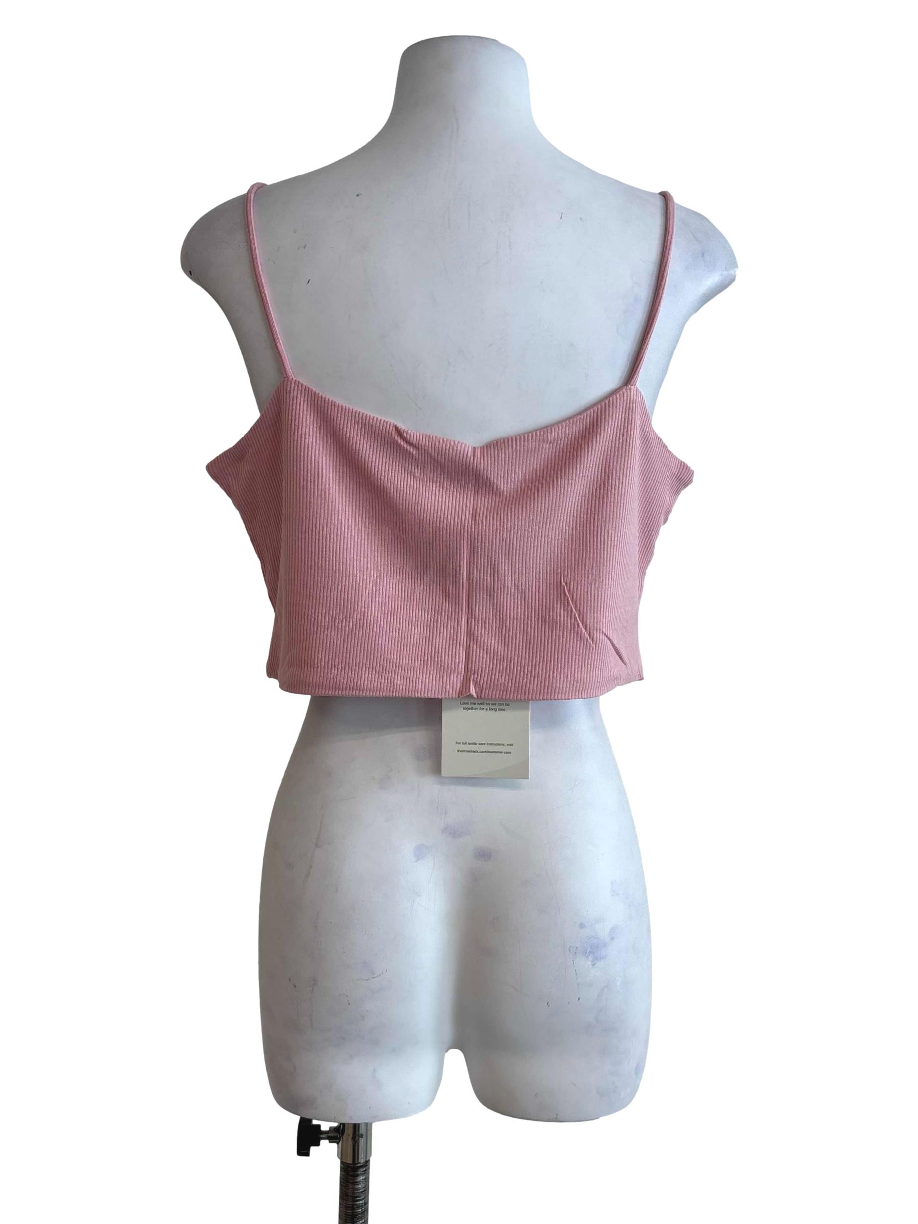 Pink Conan Ribbed Padded Spag Top