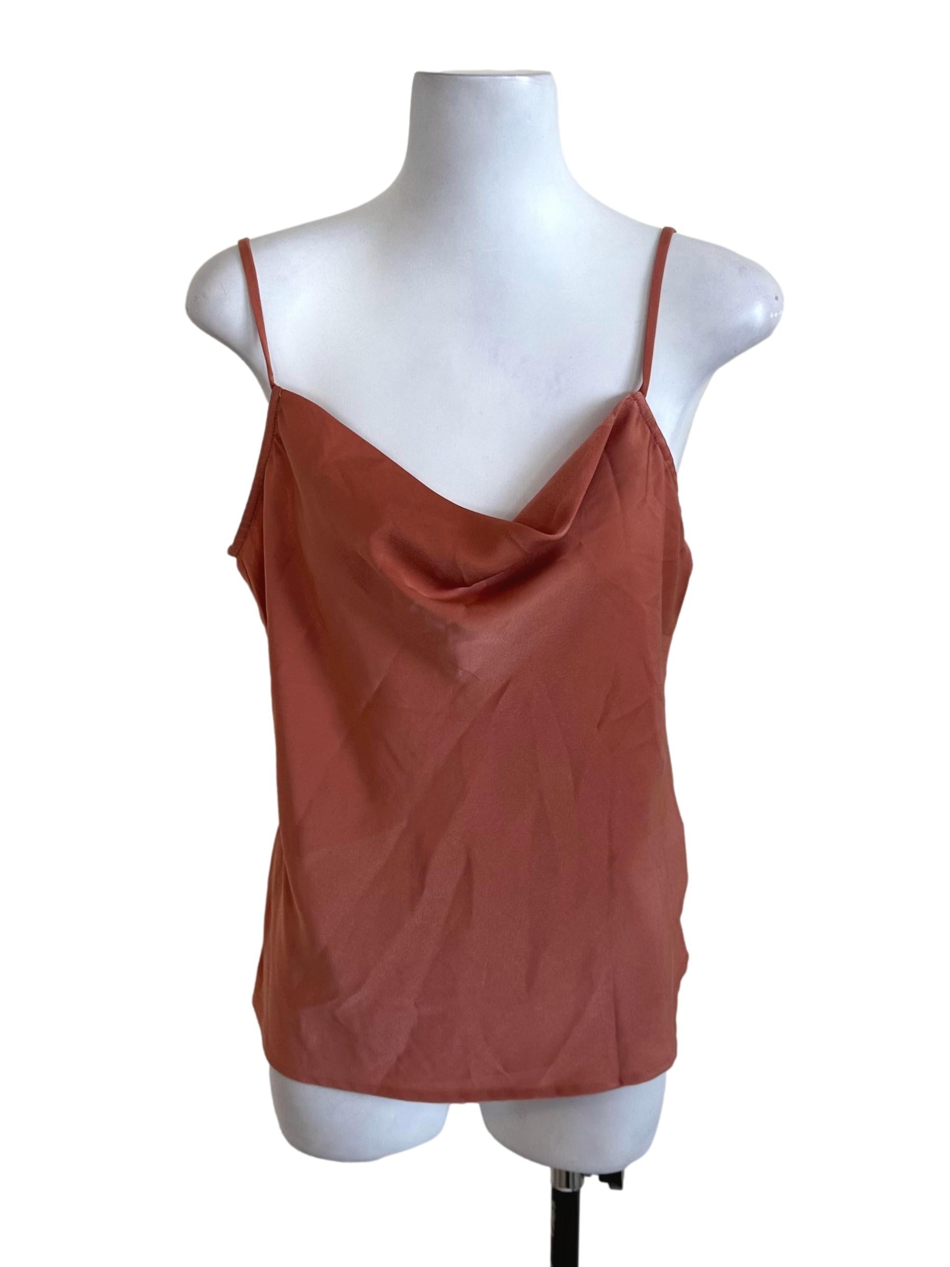 Brick Orange Plain Satin Top LB