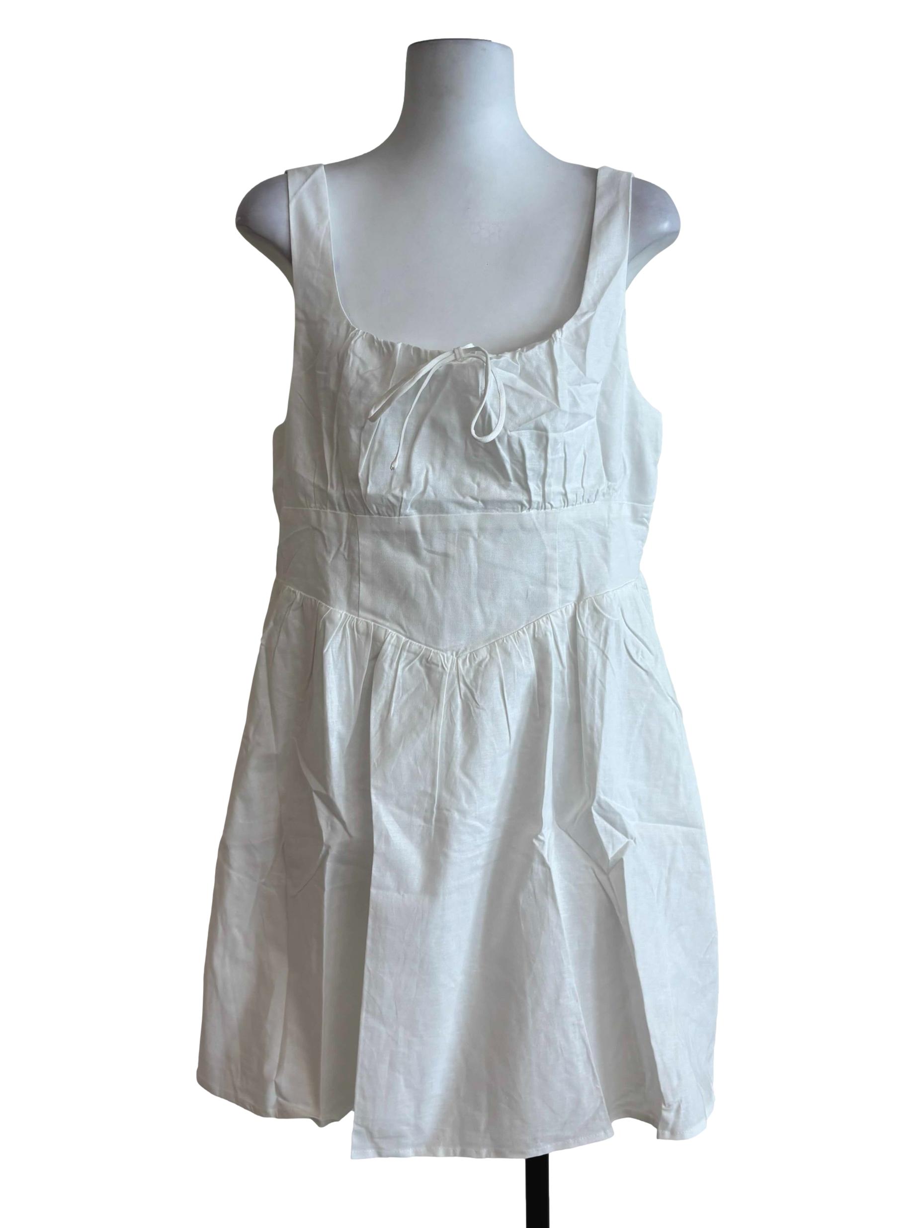 White Erica Corset Linen Dress