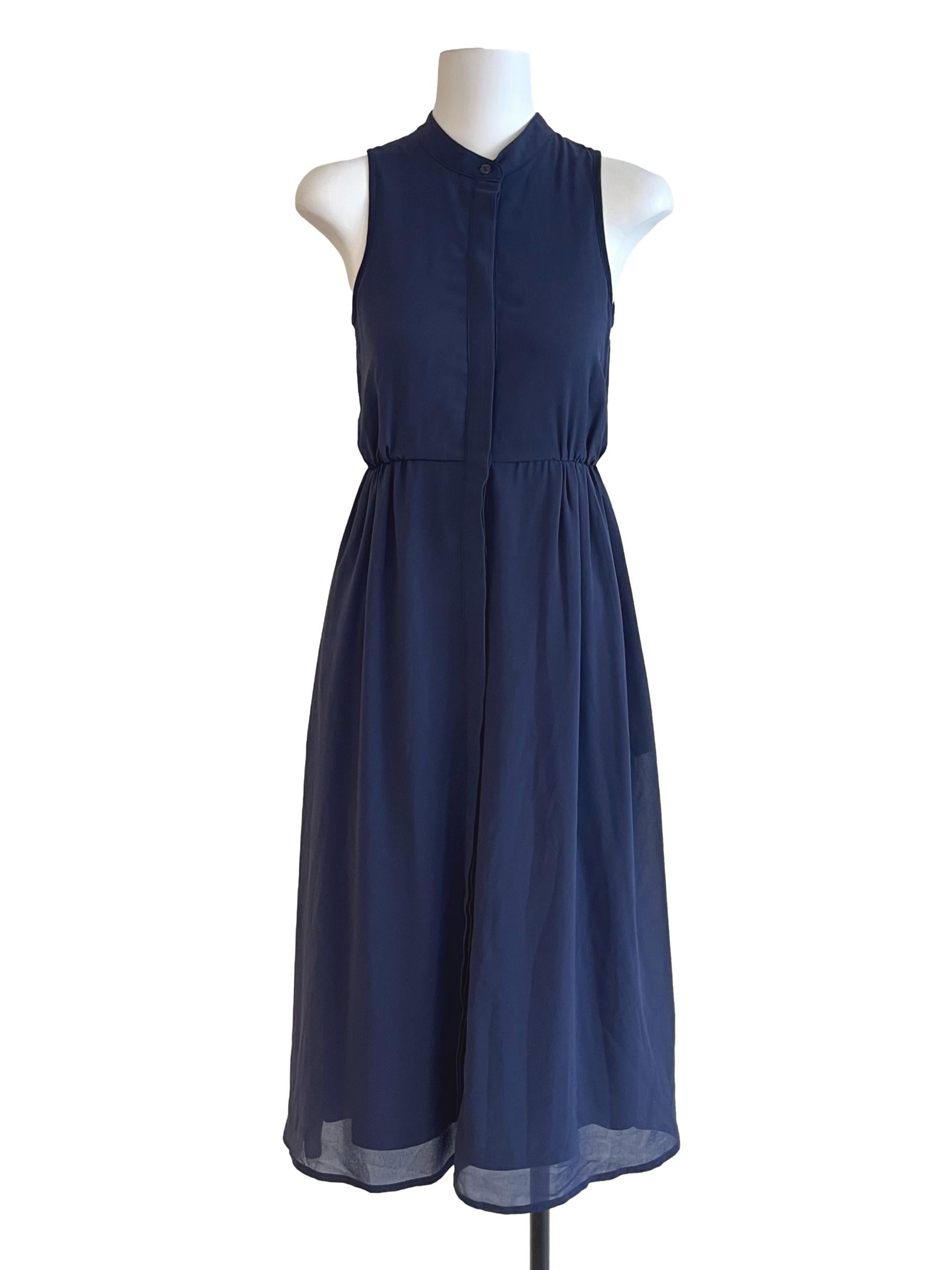 Navy Blue Sleeveless Midi Dress TCL