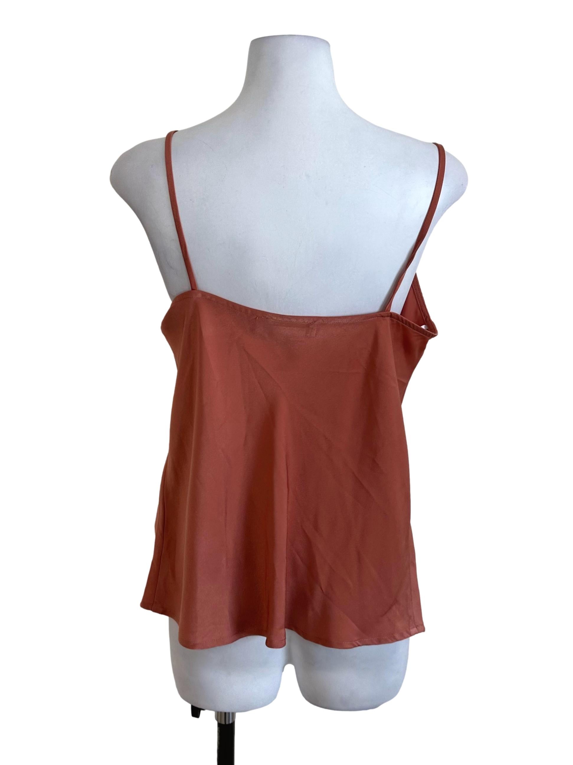 Brick Orange Plain Satin Top LB