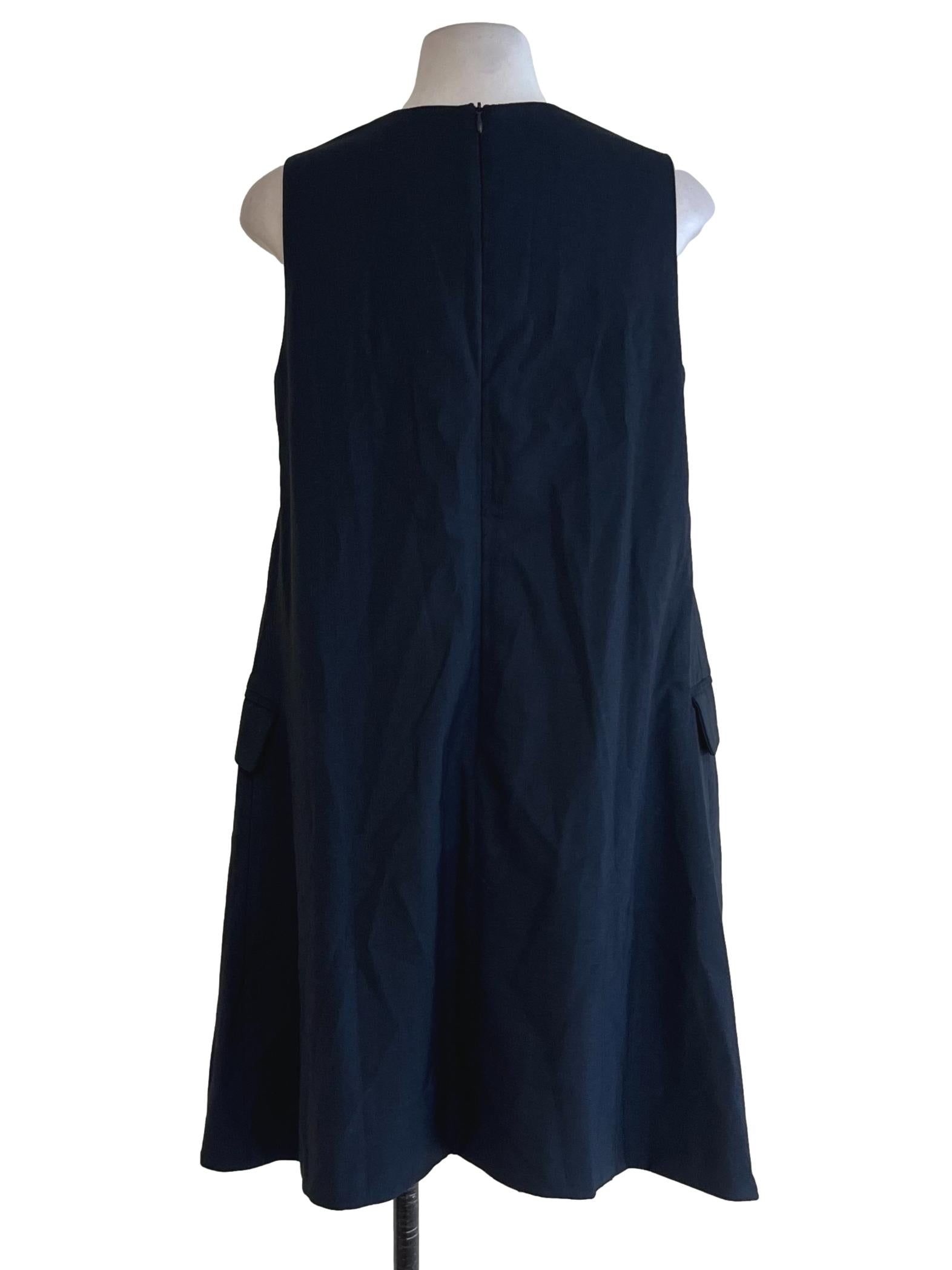 Navy Blue V-Neckline Shift Dress
