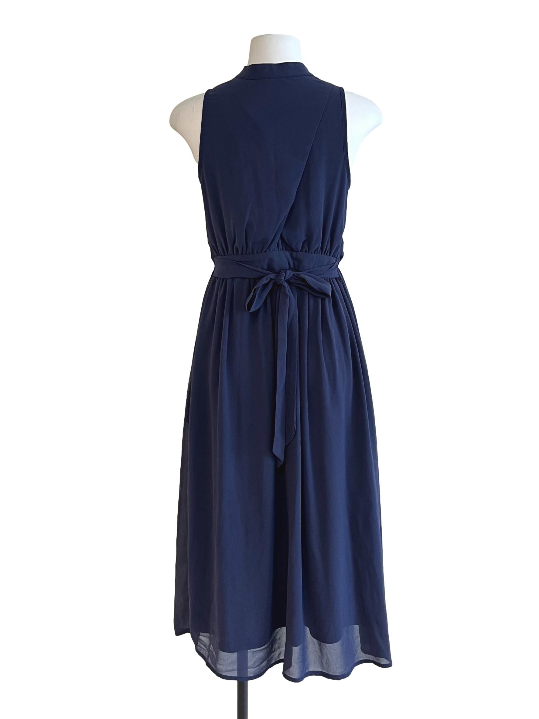Navy Blue Sleeveless Midi Dress TCL