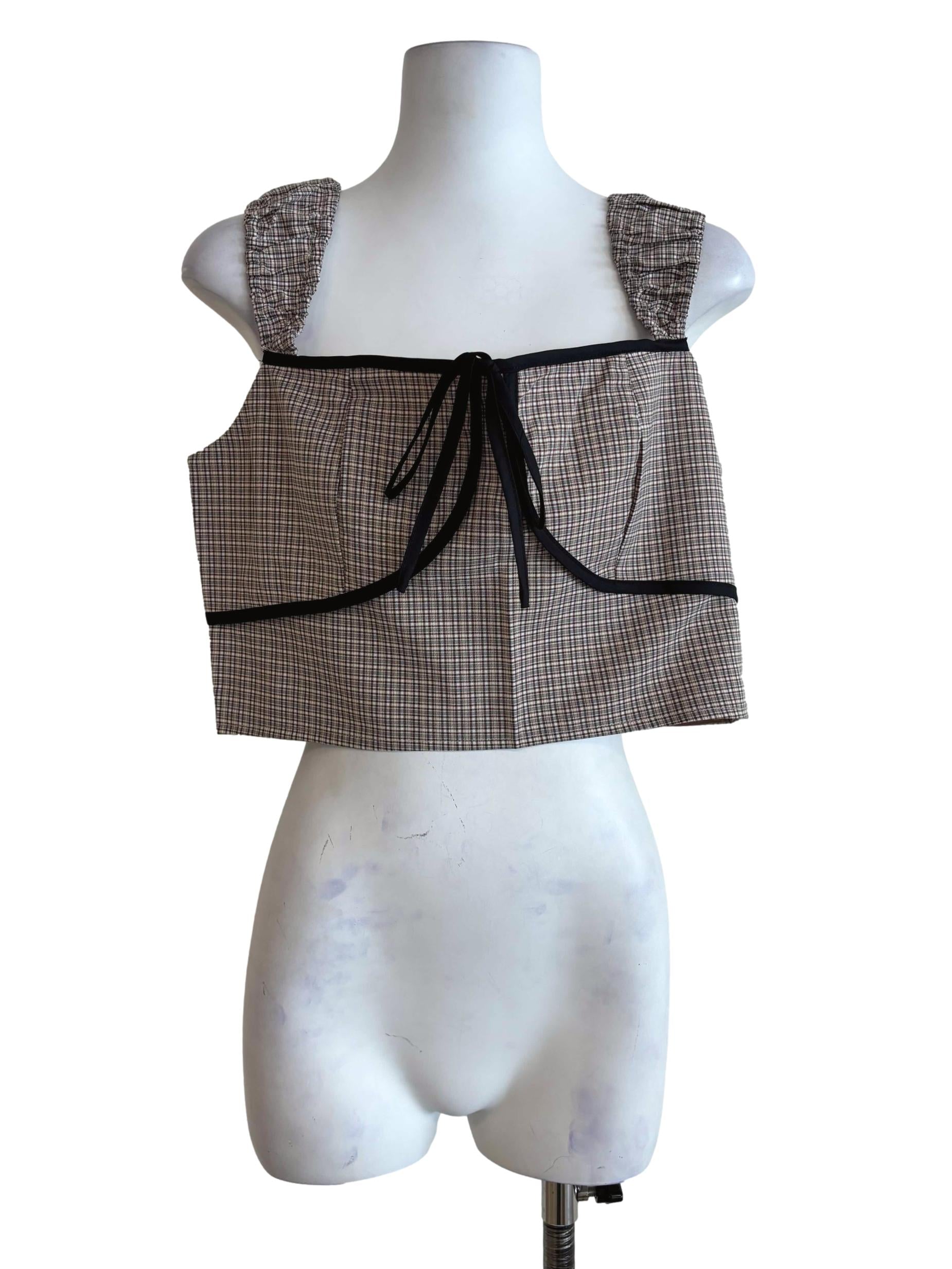 Brown Zador Ruched Strap Crop Top