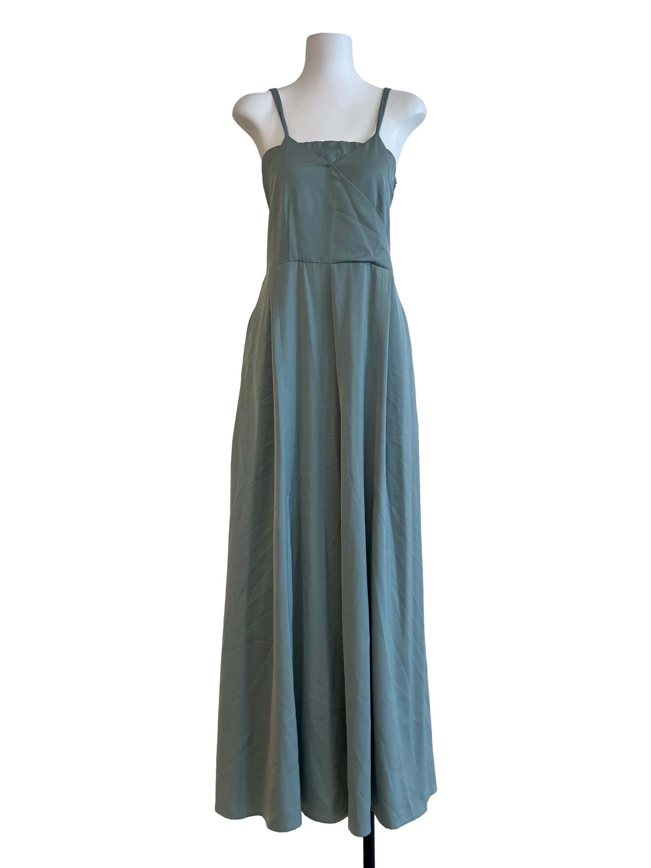 Sage Green Spaghetti Strap Maxi Dress