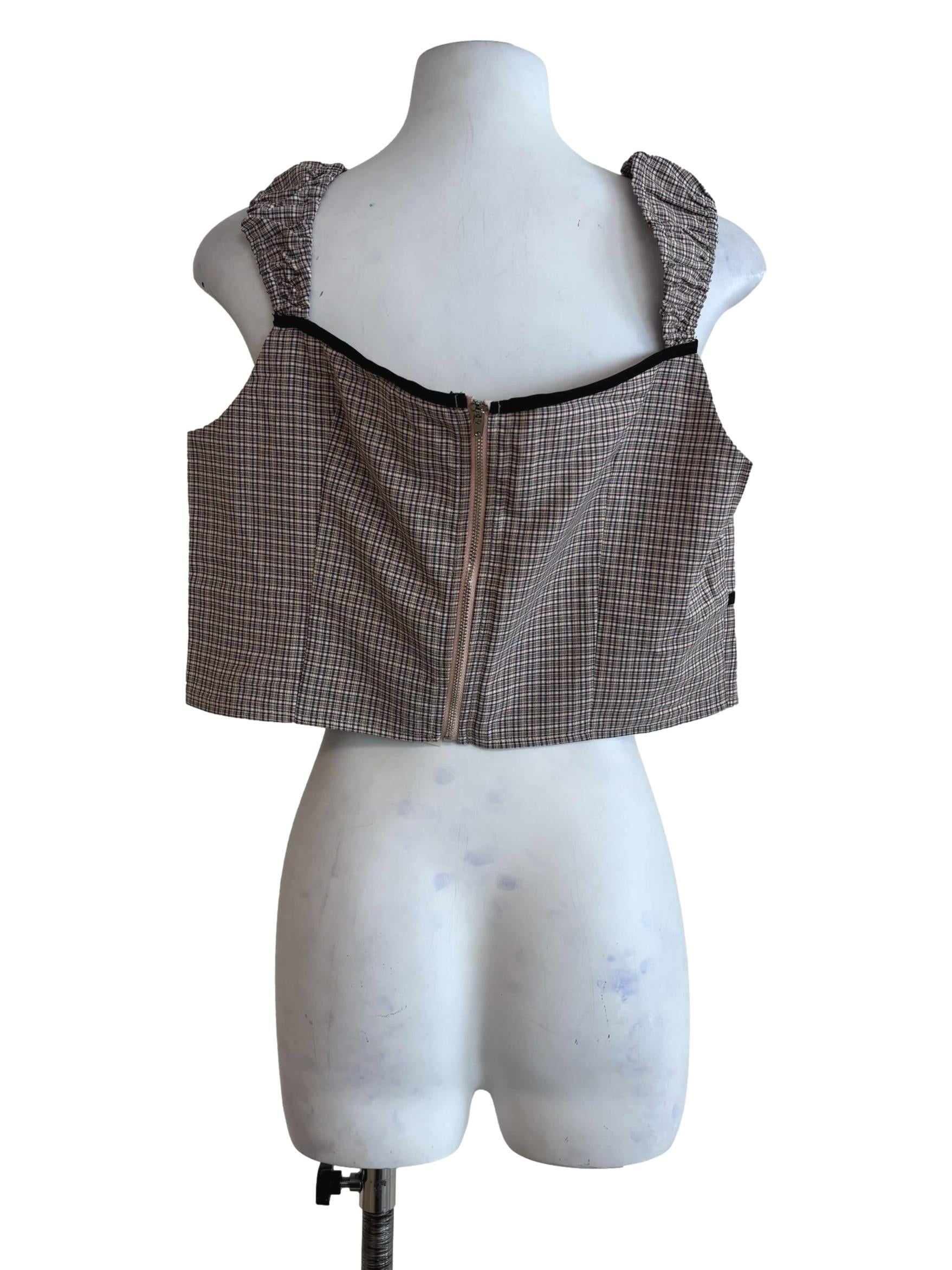 Brown Zador Ruched Strap Crop Top