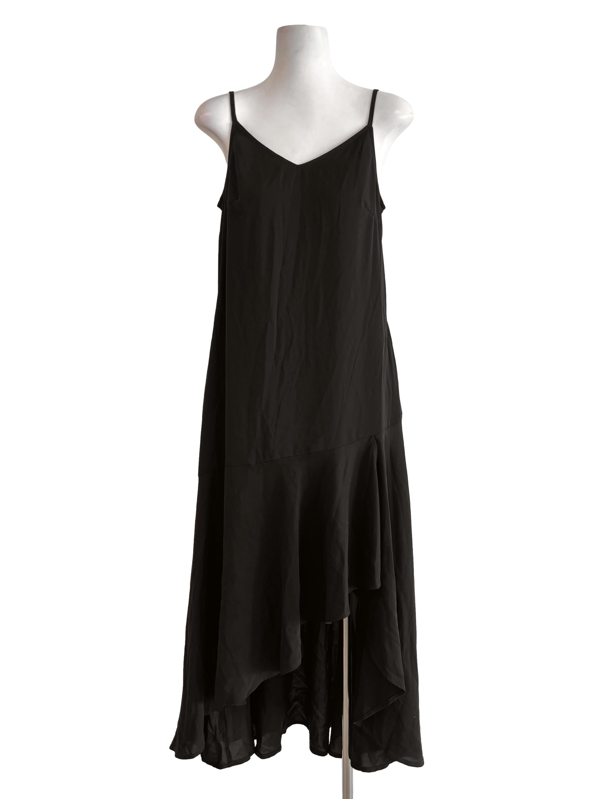 Jet Black Asymmetrical Cami Dress YHF