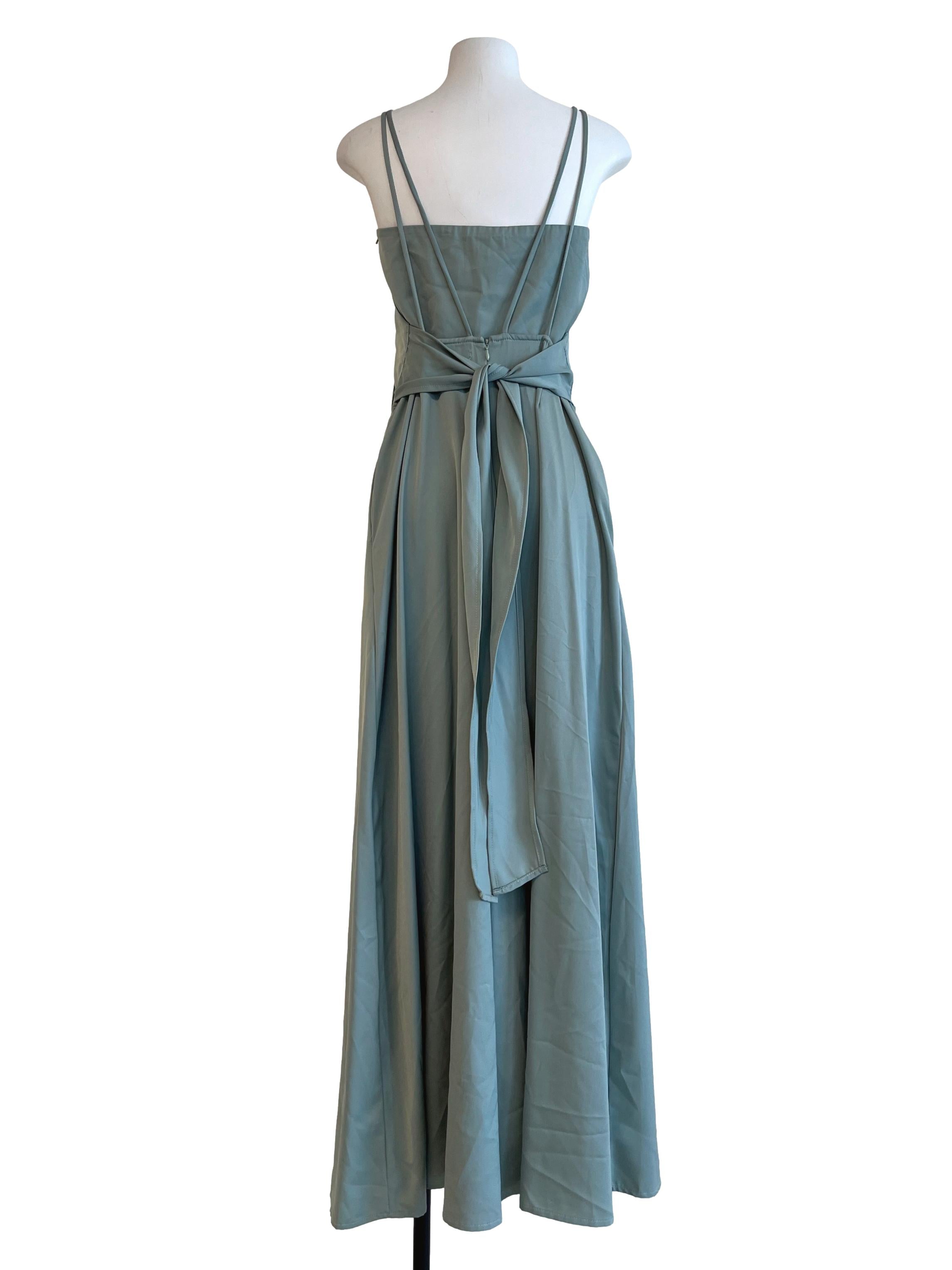 Sage Green Spaghetti Strap Maxi Dress