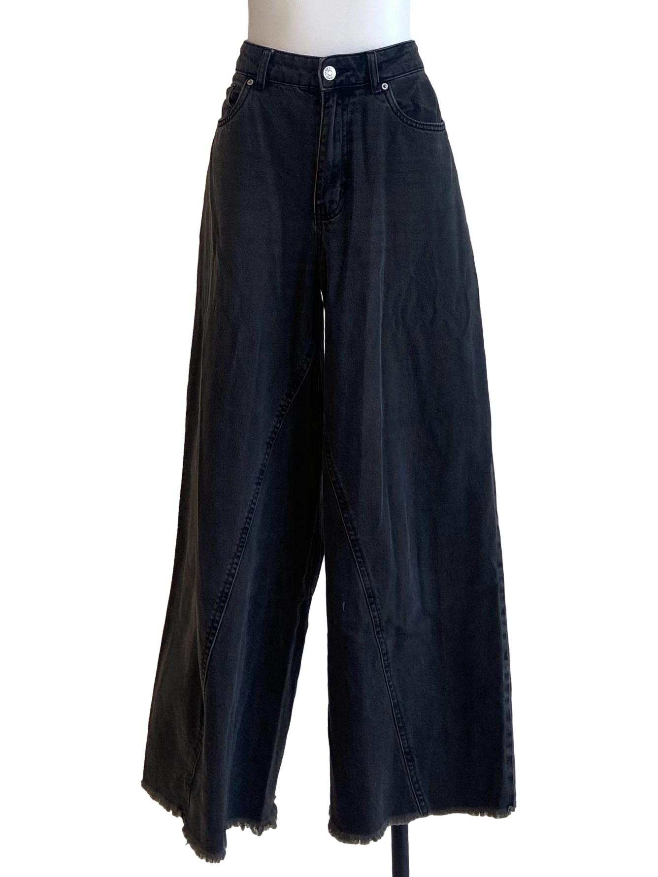 Black Herringbone Straight Jeans