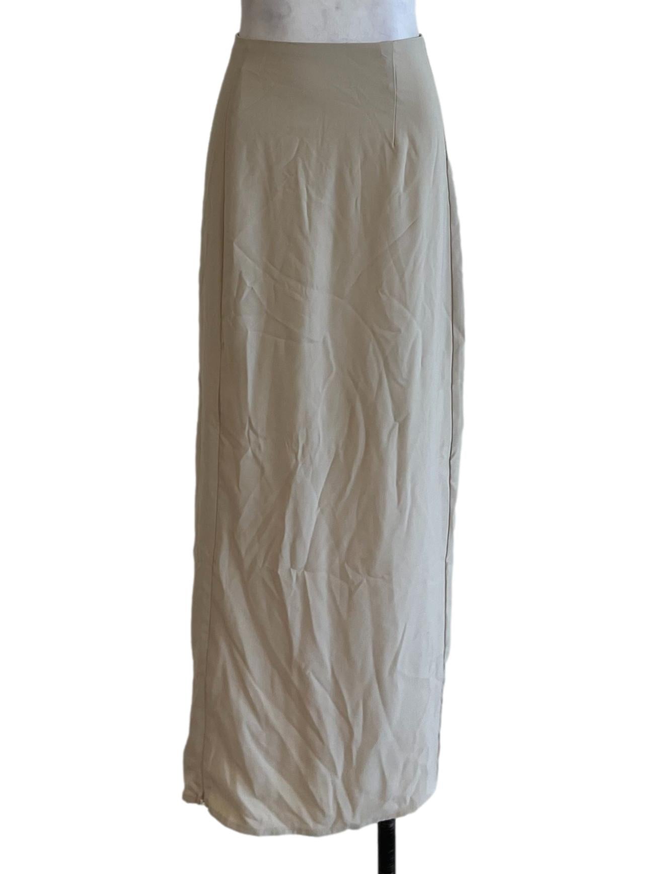 Beige Plain A-Line Skirt