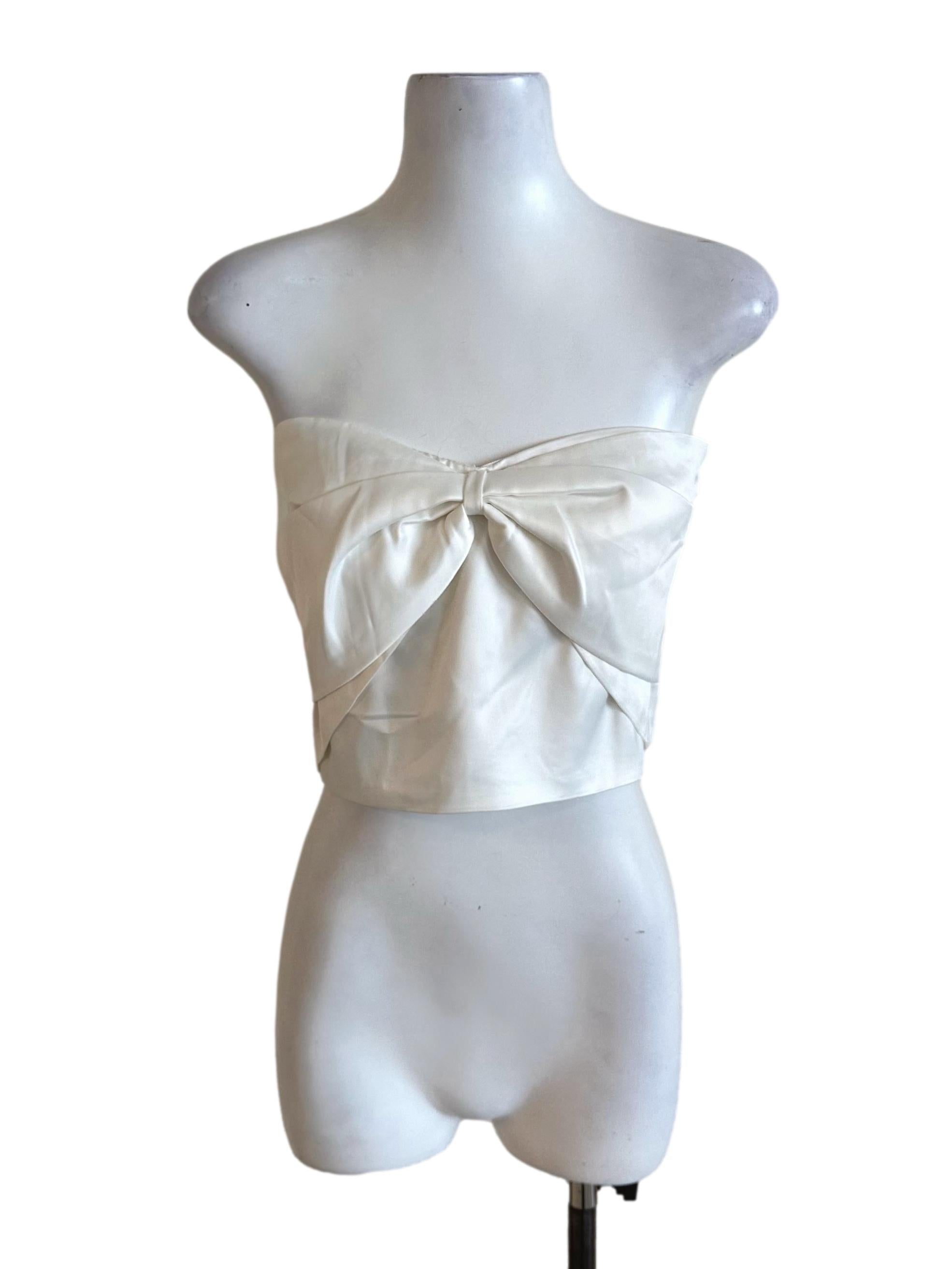 Pearl White Ribbon Satin Tube Top