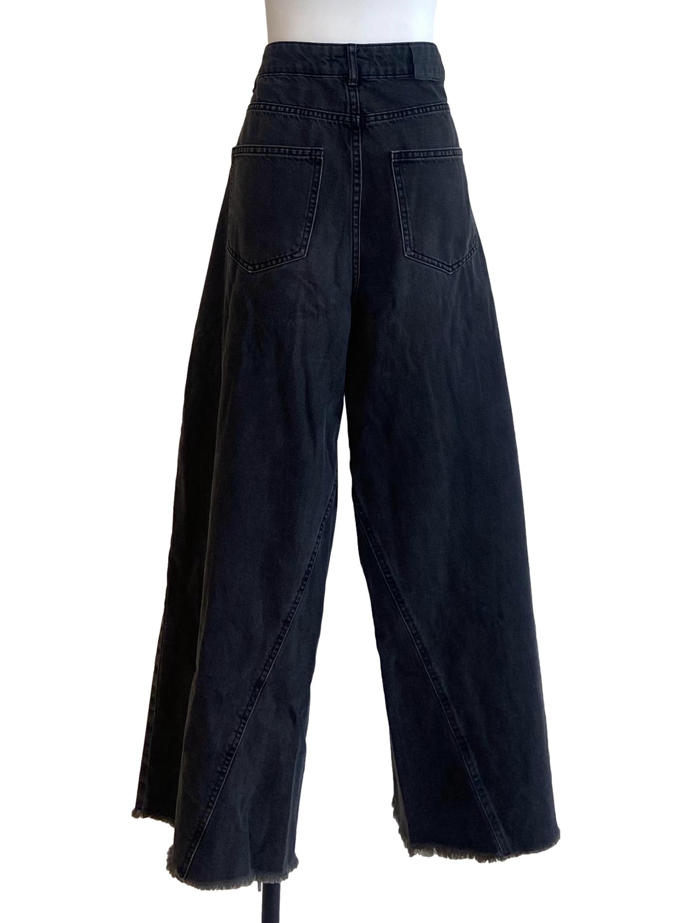 Black Herringbone Straight Jeans