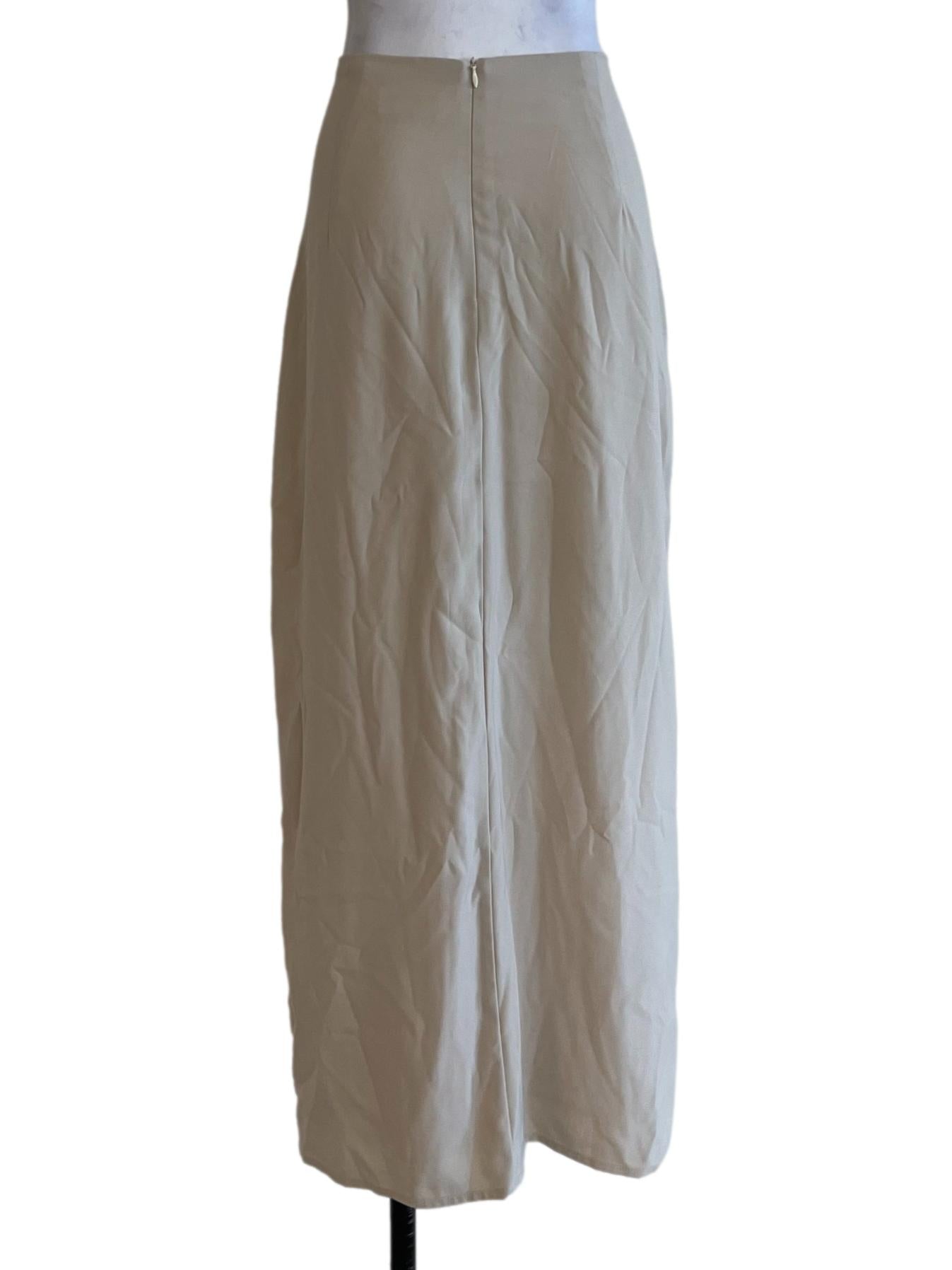 Beige Plain A-Line Skirt