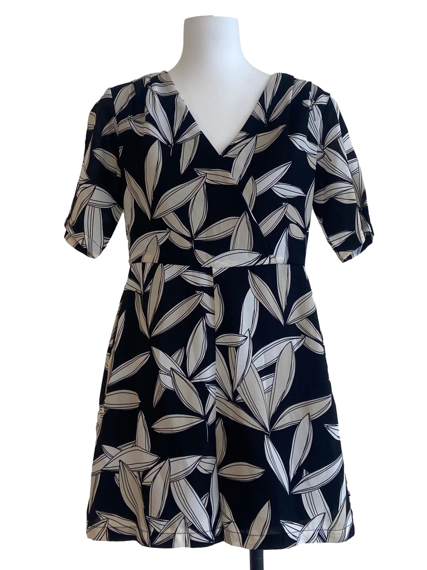 Black V-Neck Floral Romper TCL