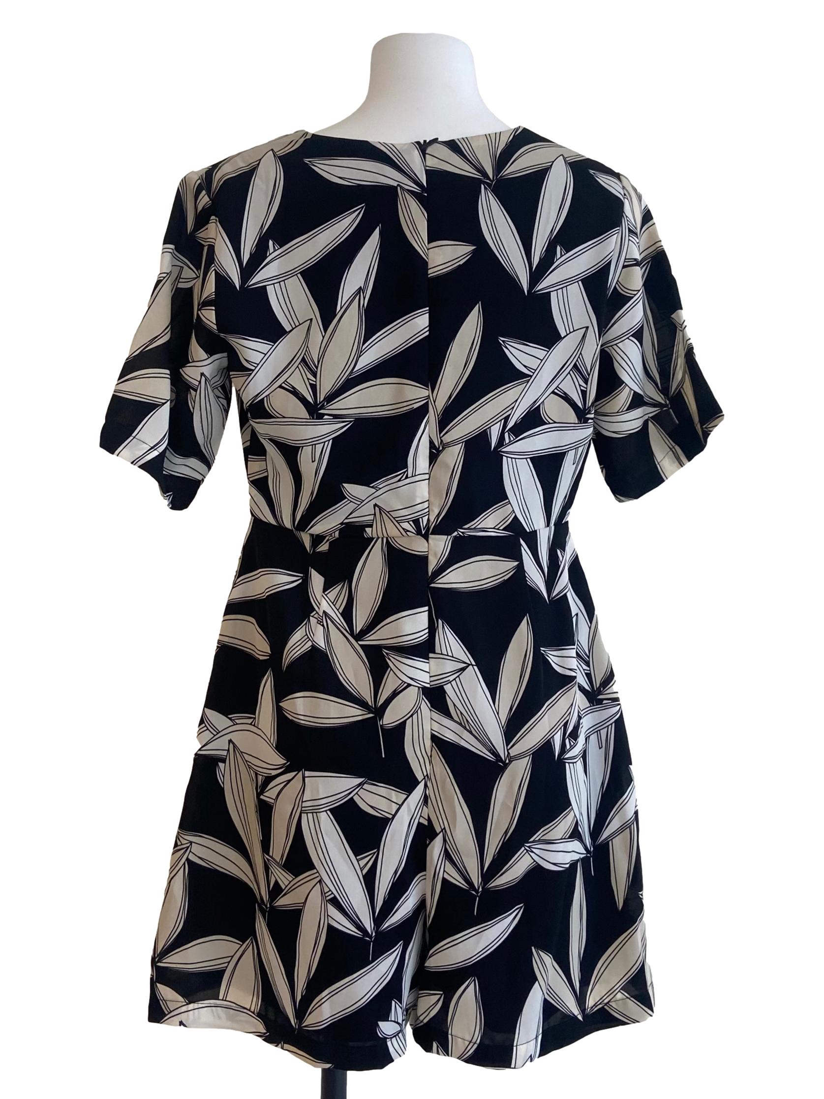 Black V-Neck Floral Romper TCL
