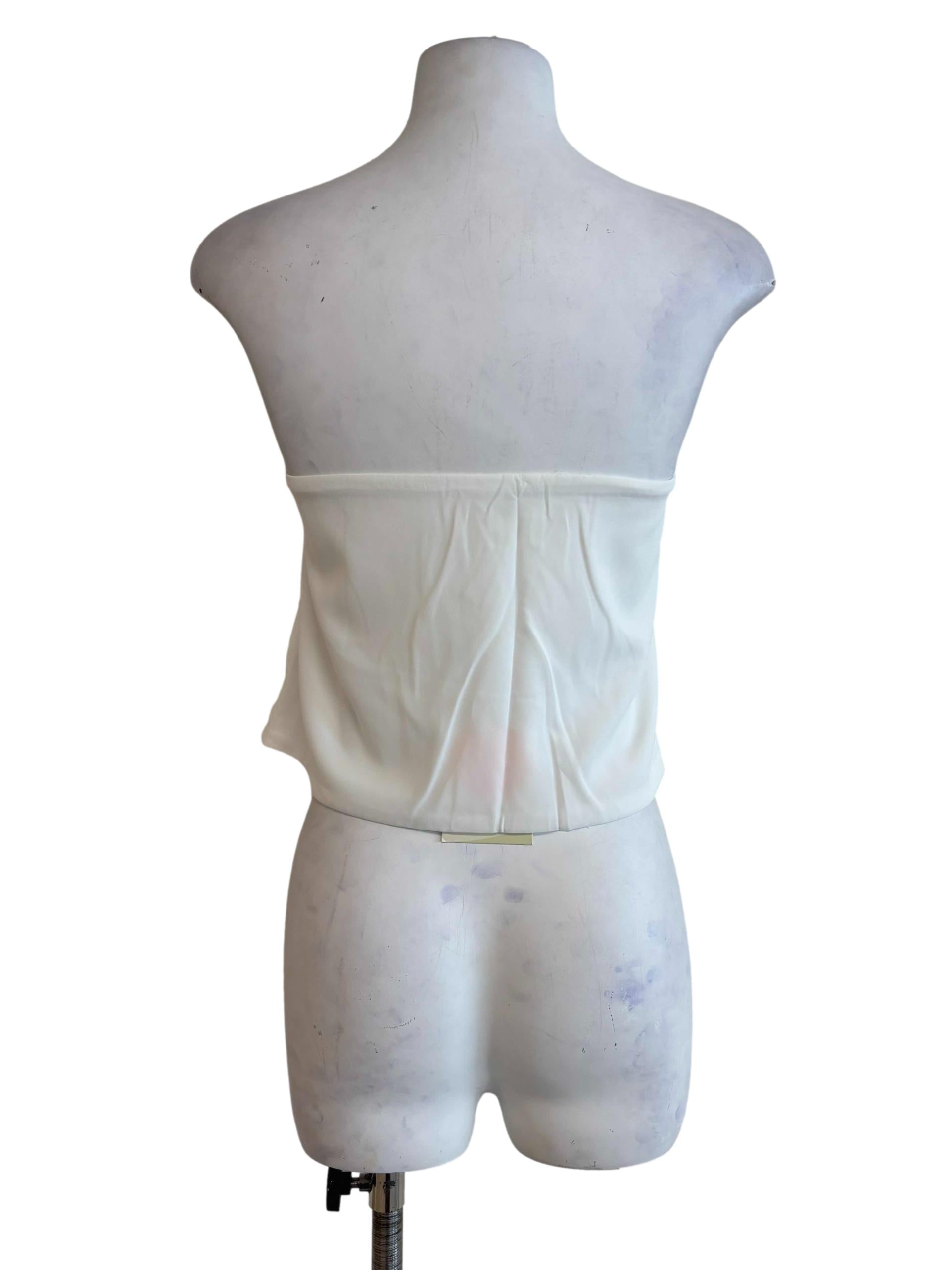 White Ashlyn Tie Front Tube Padded Top