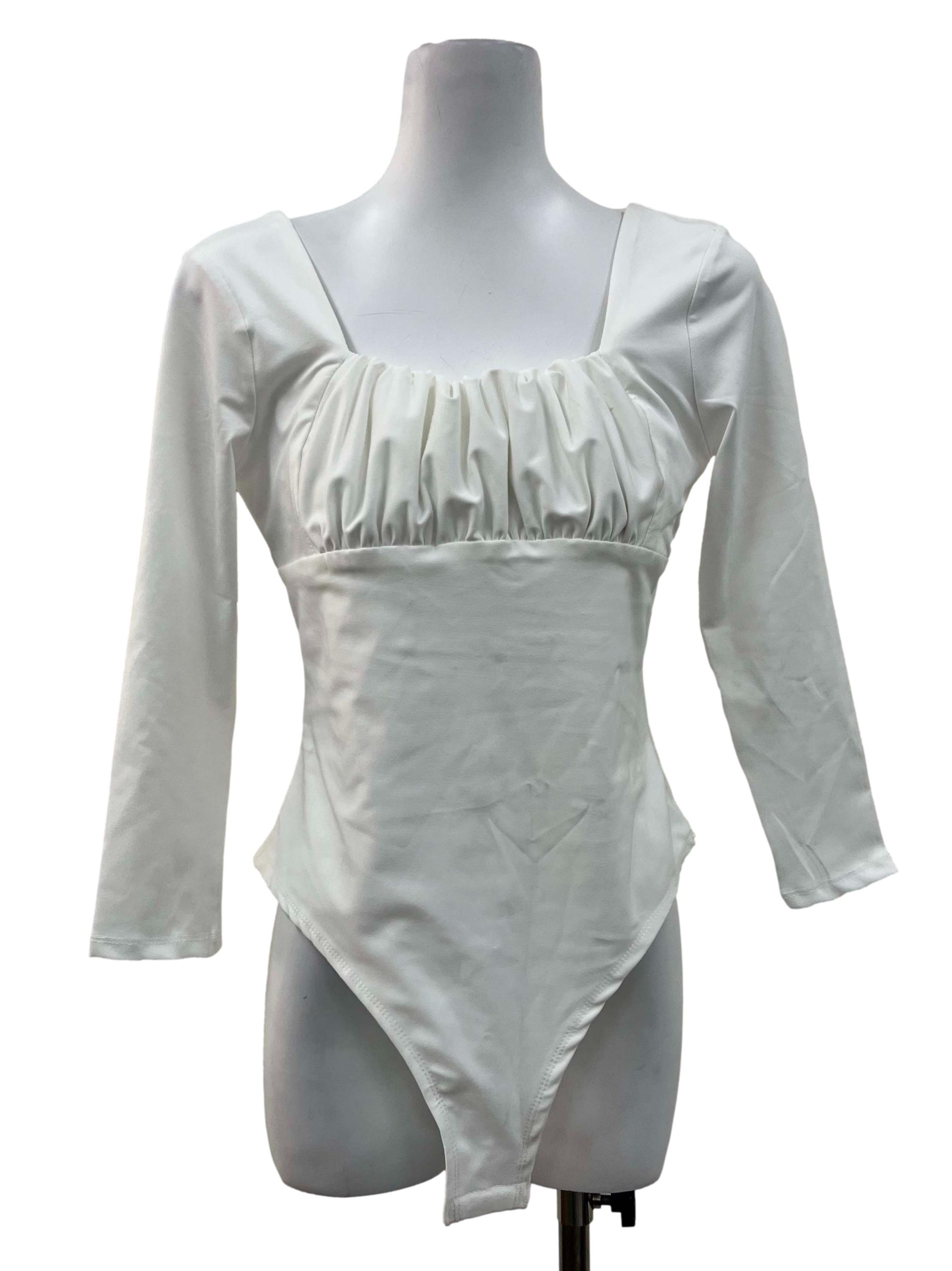 White Square Neck Bodysuit