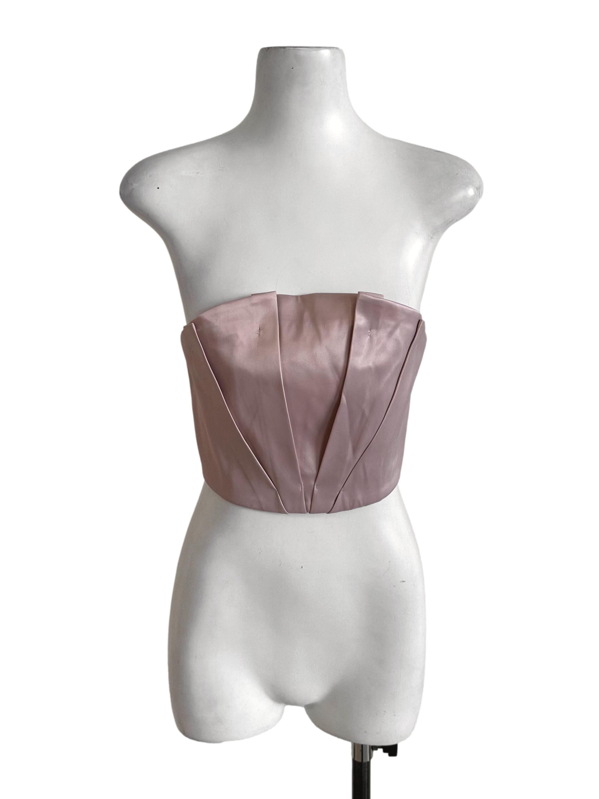 Rose Gold Panel Satin Tube Top
