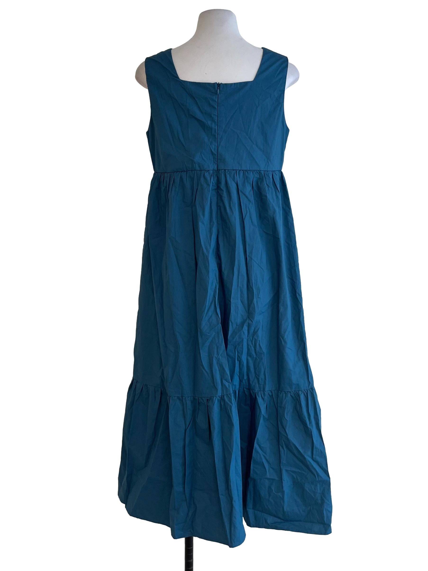 Ocean Blue Square Neckline A-Line Dress