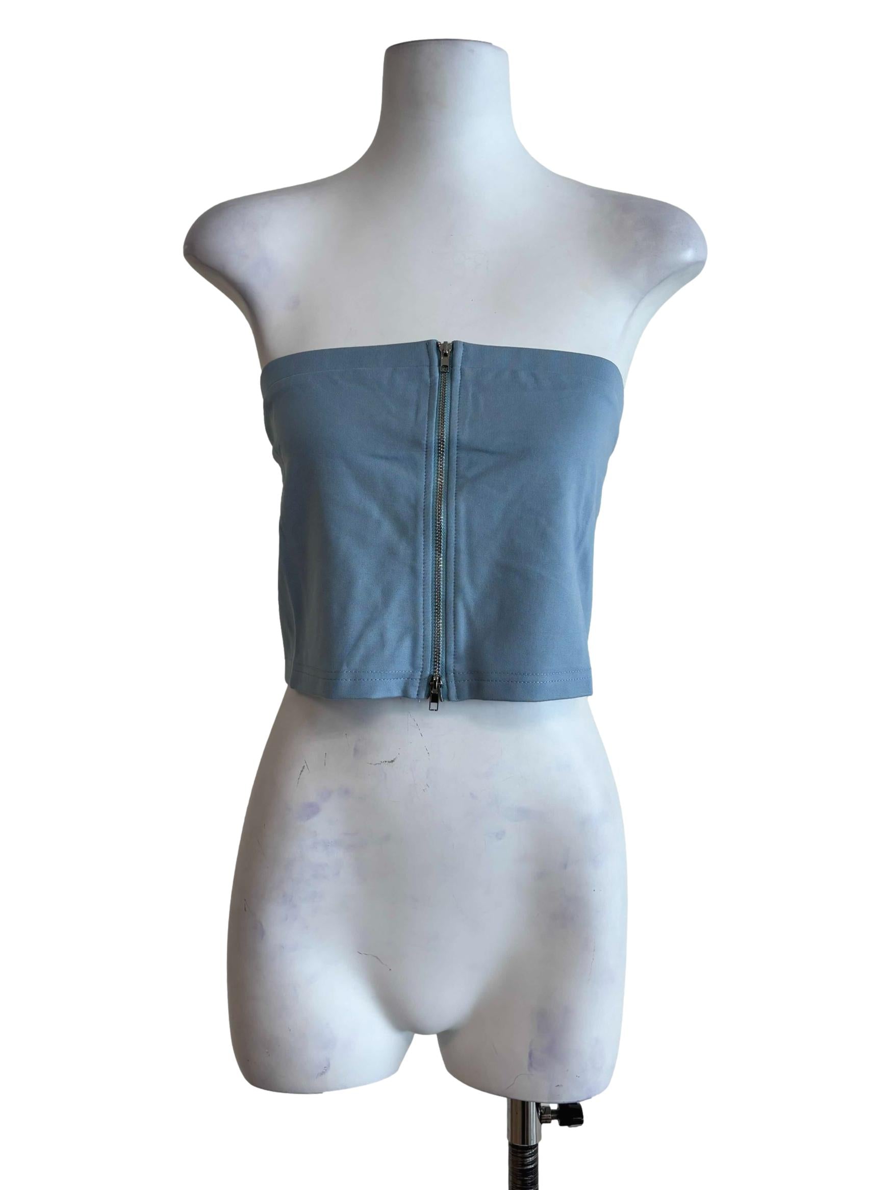 Blue Addy Zip Up Tube Top