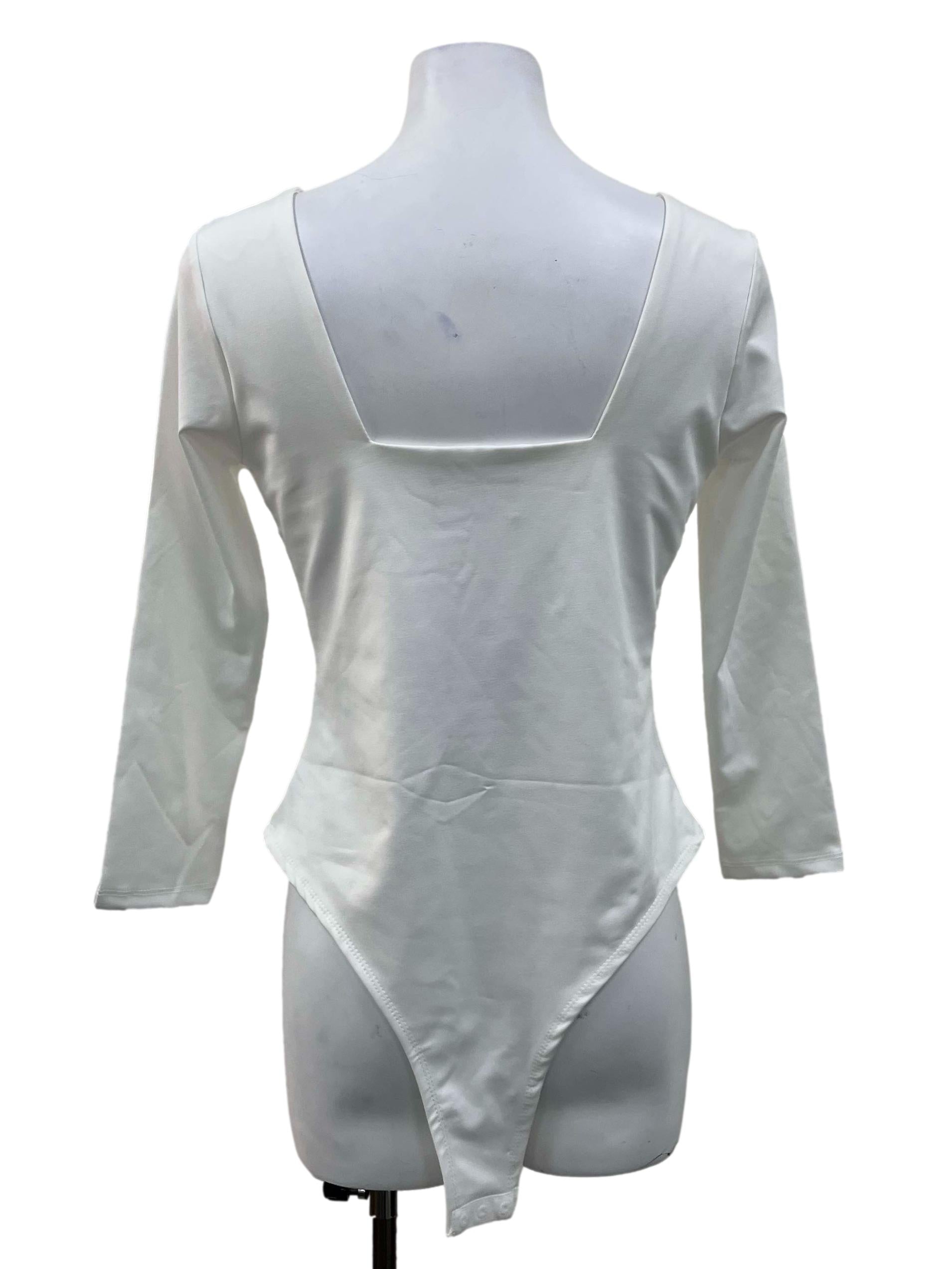 White Square Neck Bodysuit