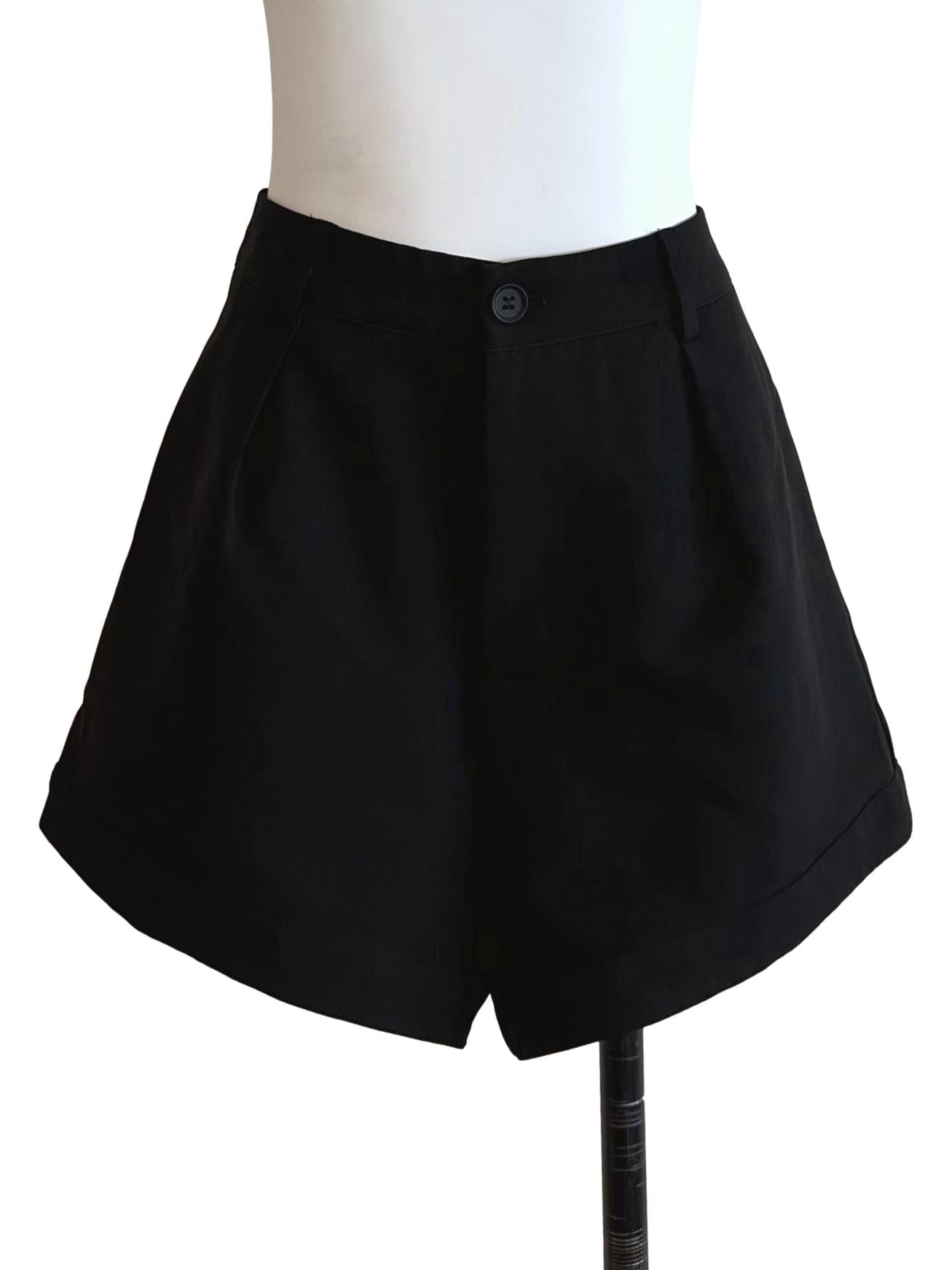 Onyx Black Plain Shorts