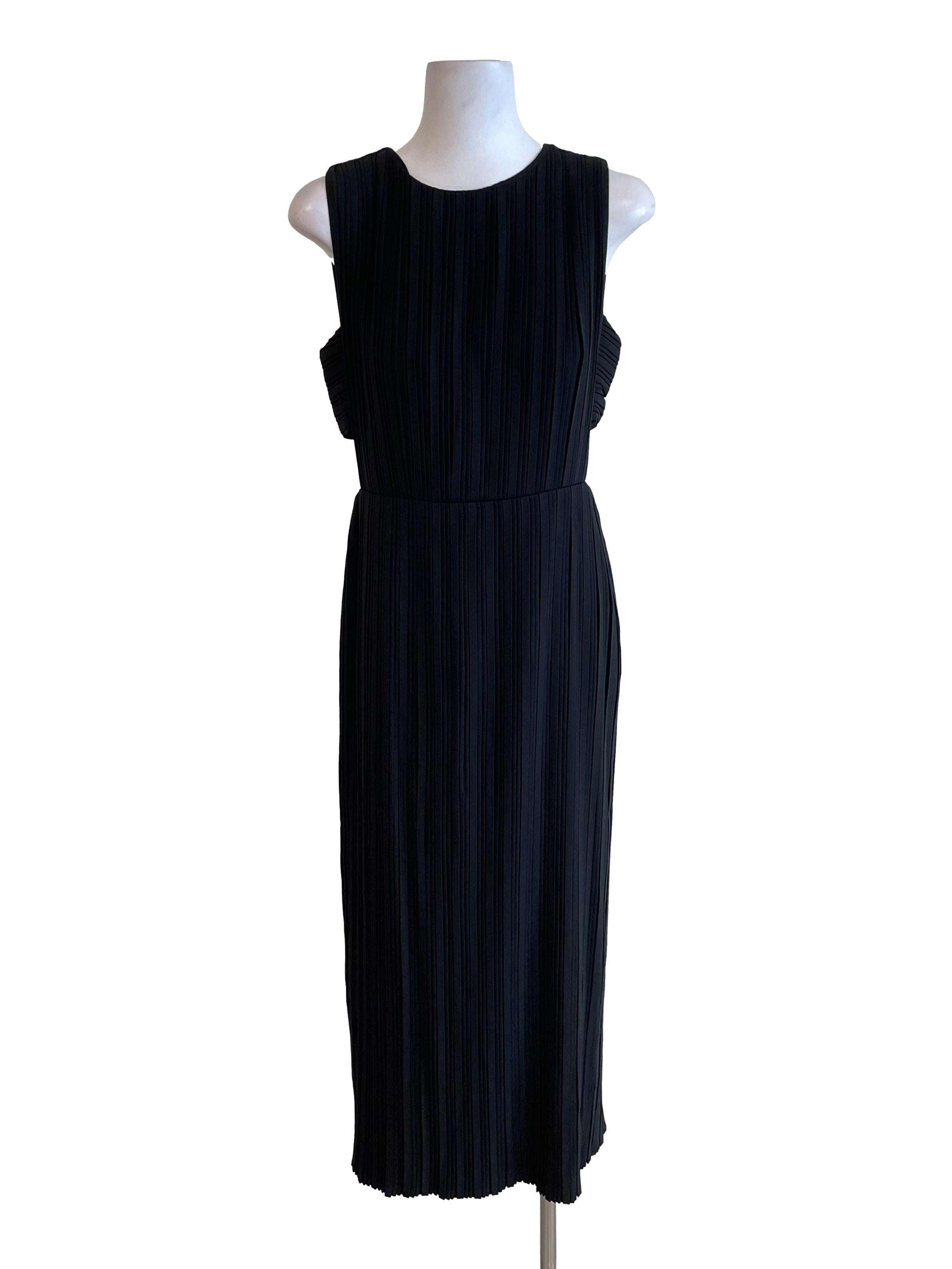 Black Accordion Open Waist Dress