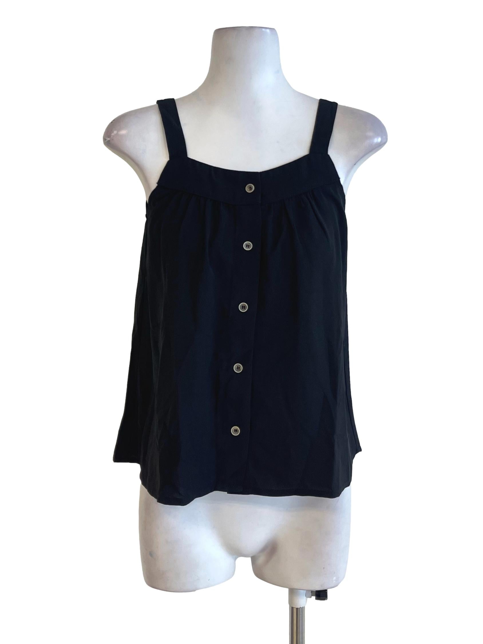 Black Sleeveless Button Down Shift Blouse