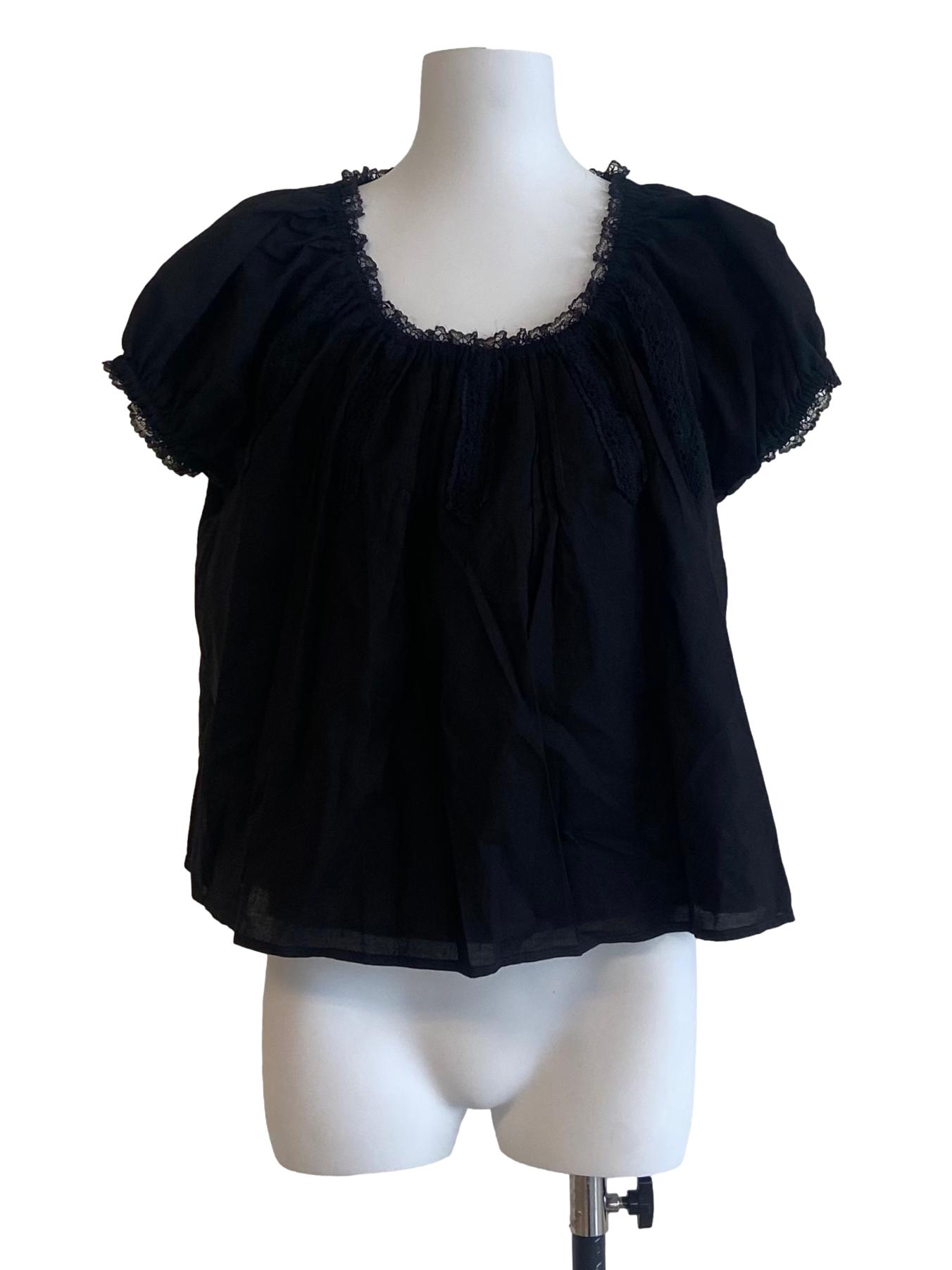 Black Neck Floral Lace Blouse