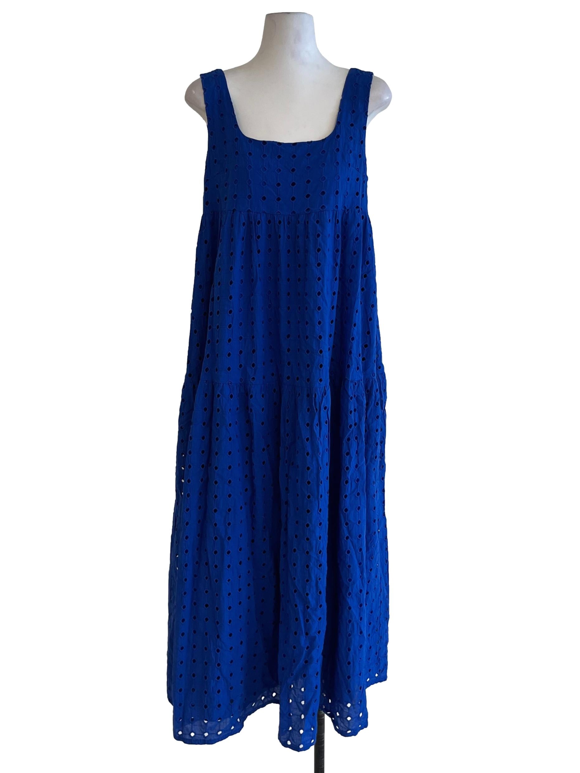 Cobalt Blue Square Neckline A-Line Dress