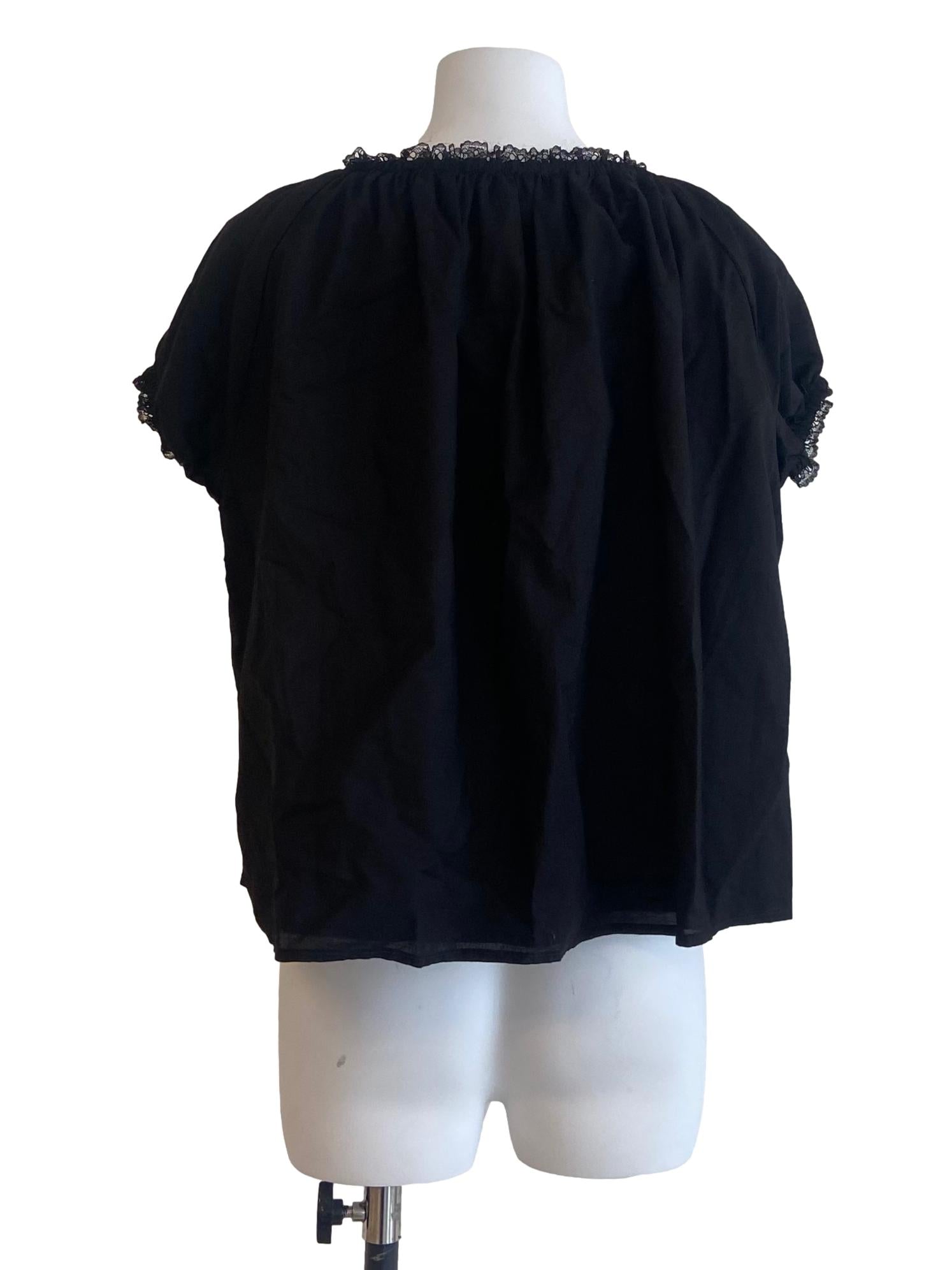 Black Neck Floral Lace Blouse