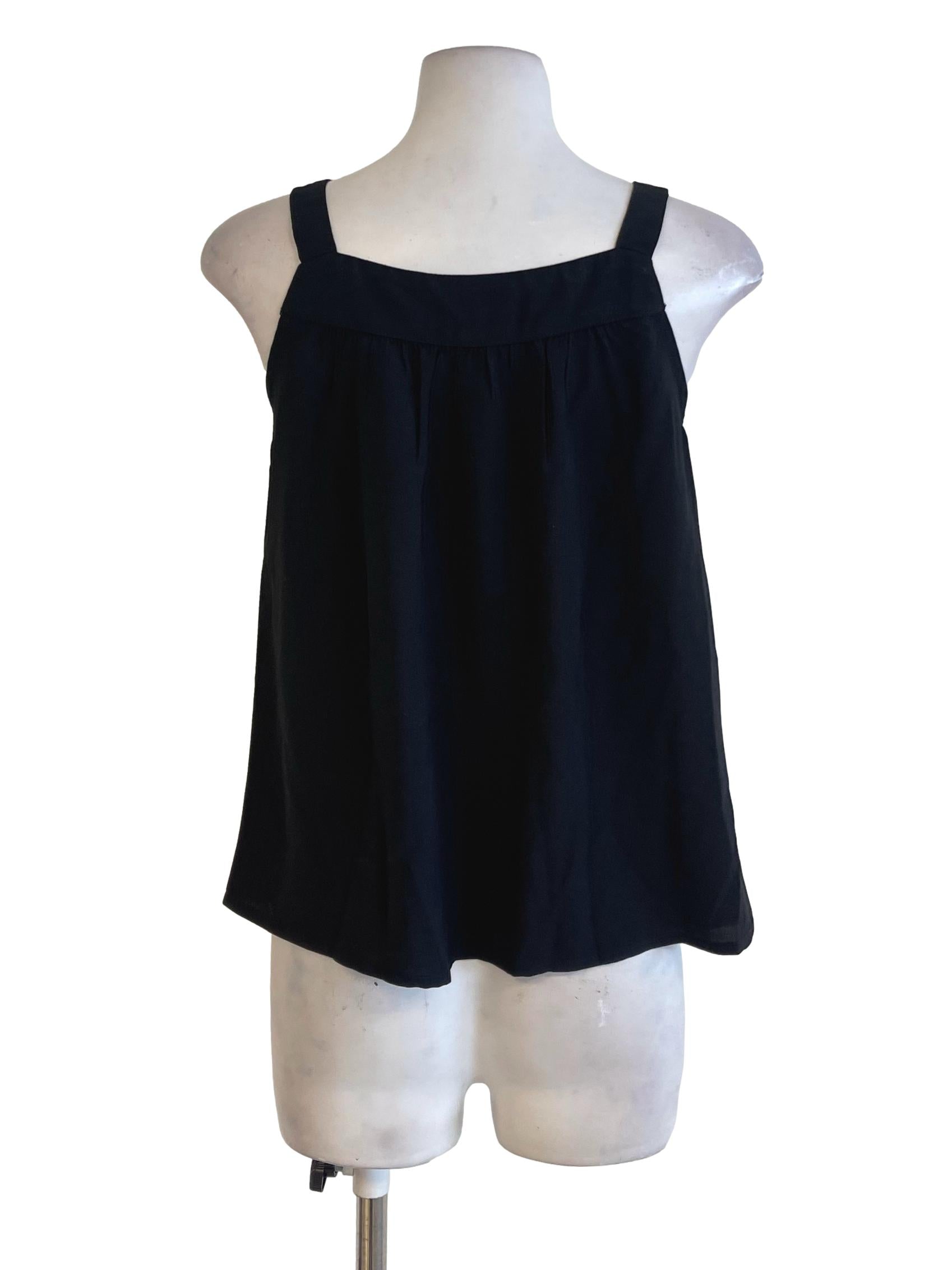 Black Sleeveless Button Down Shift Blouse