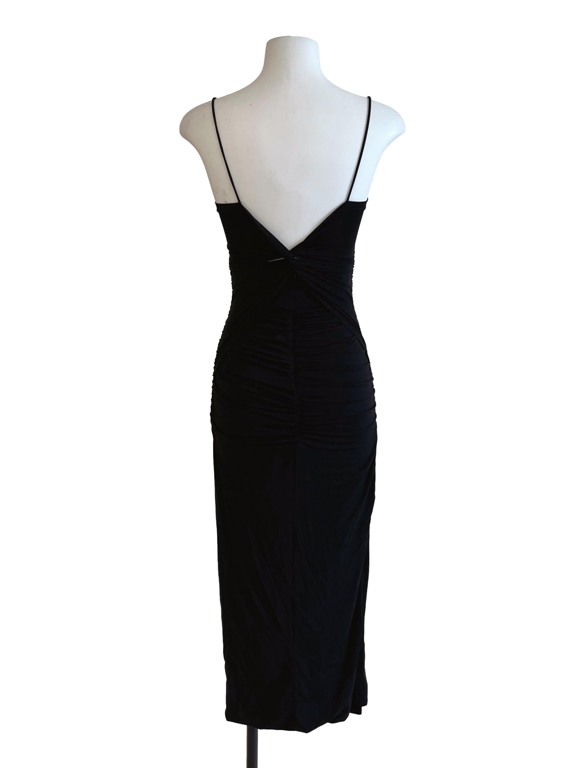 Ink Black Spaghetti Strap Bodycon Dress