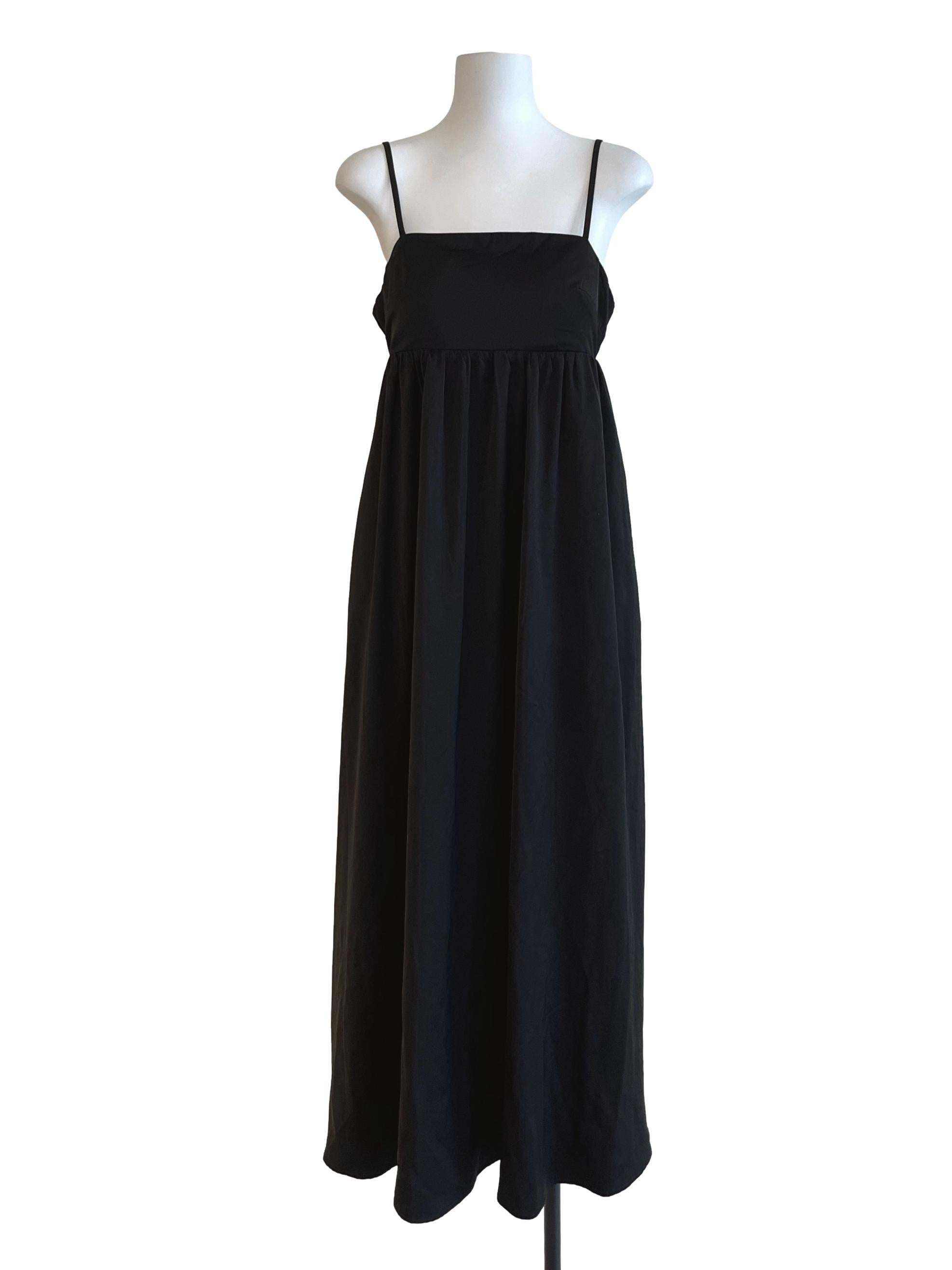 Onyx Black Satin Apron Dress YHF