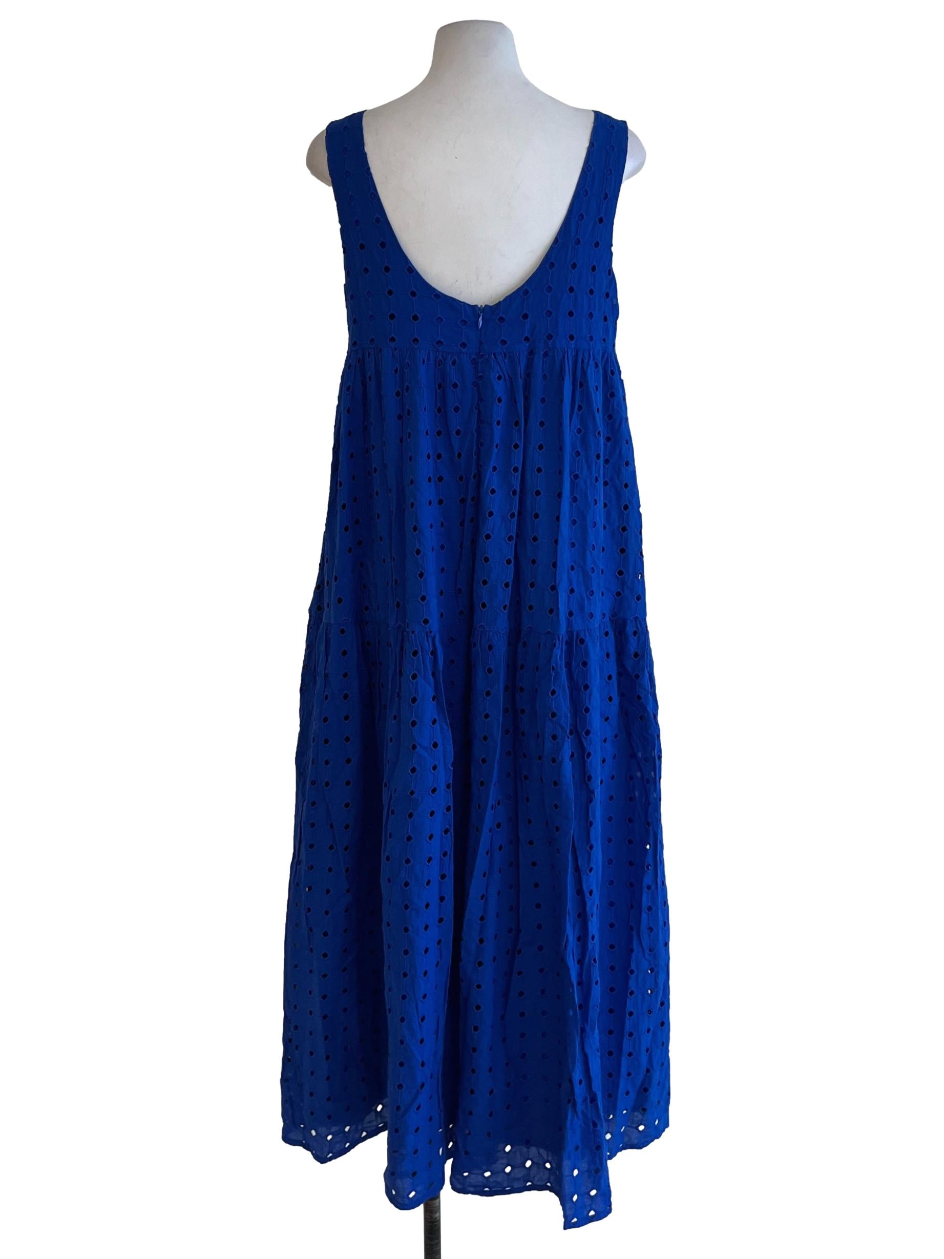Cobalt Blue Square Neckline A-Line Dress