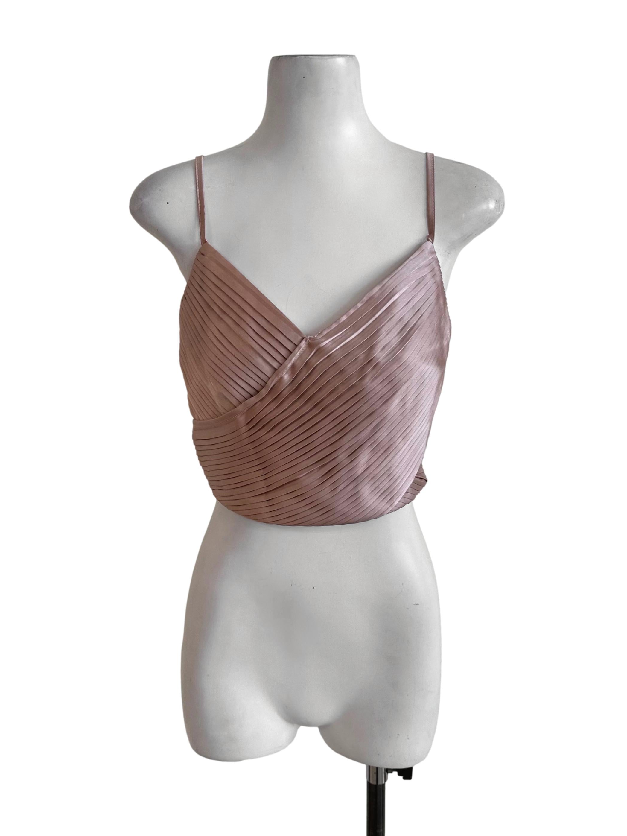 Dusty Pink Pleated Overlap Top